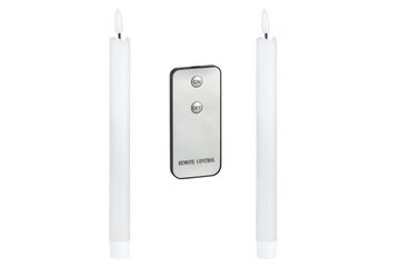 Coen Bakker LED-Kerze Wax Candles (Set, 3-tlg), Stabkerzen weiß 2 Stück Fernbedienung 23cm
