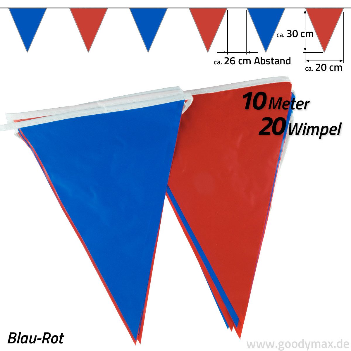 Goodymax Hängedekoration Wimpelkette 10 m, 20 Wimpel á 20 x 30 cm