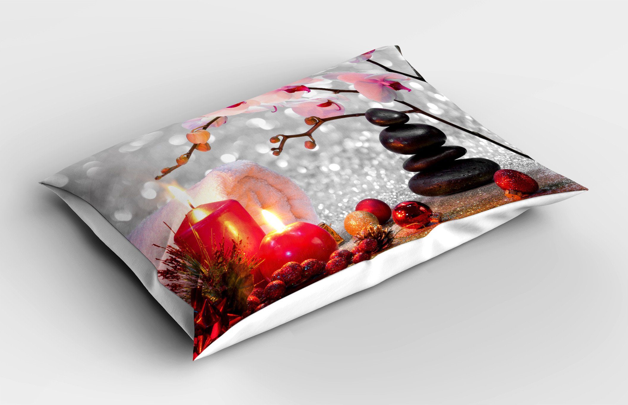 Kissenbezüge Stück), King Standard Gedruckter Weihnachten Orchid Dekorativer Stein Size (1 Abakuhaus Winter Kissenbezug,