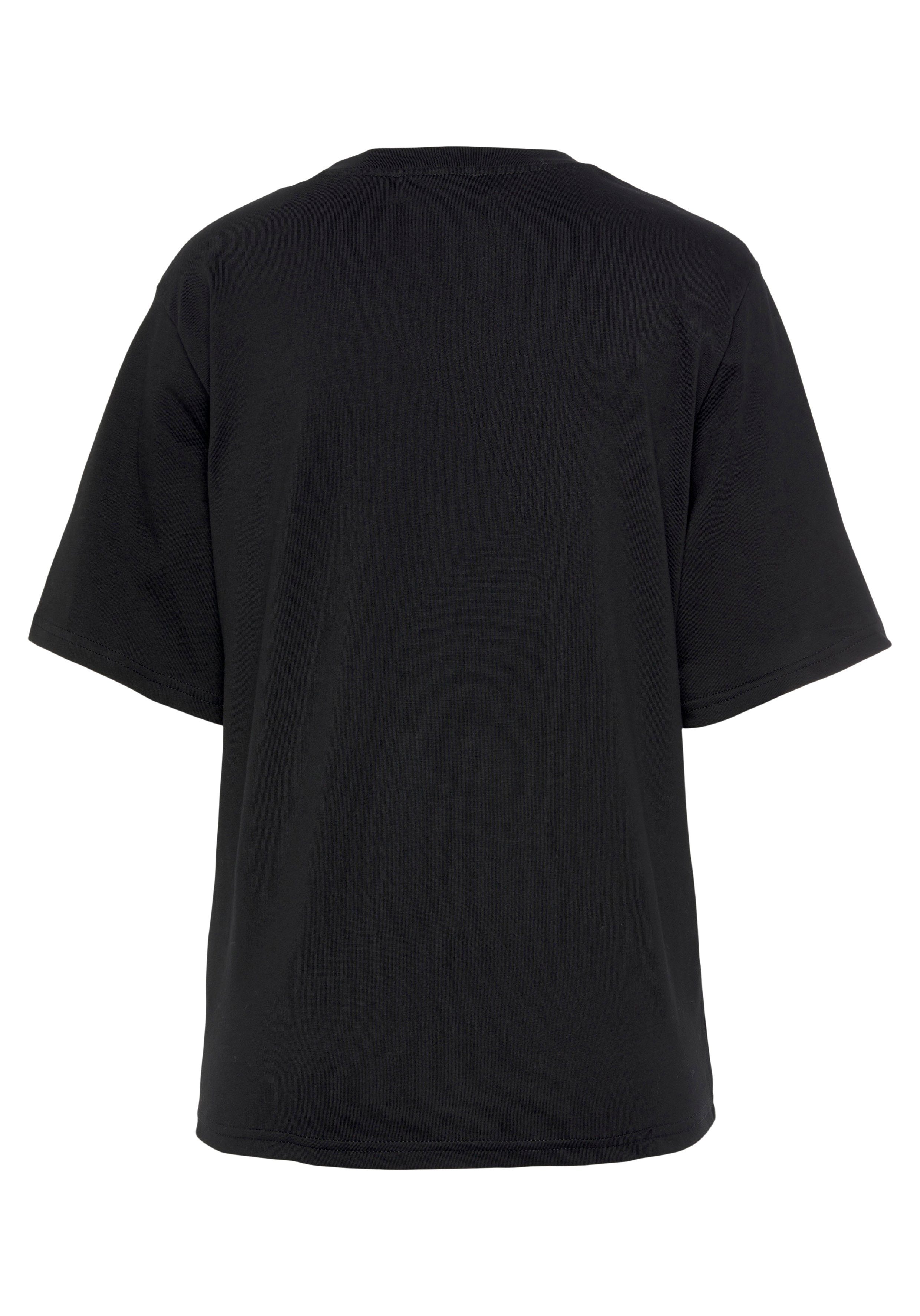 United Colors schwarz mit auf Benetton of Logodruck der Brust T-Shirt