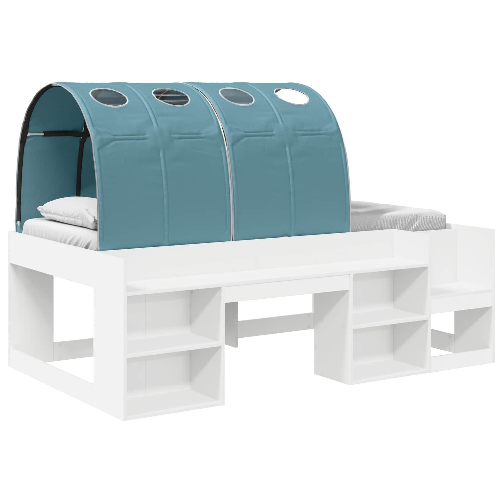 vidaXL Bett Hochbett für Kinder mit Stauraum 3 Stk. Weiß und Hellblau (3-tlg)