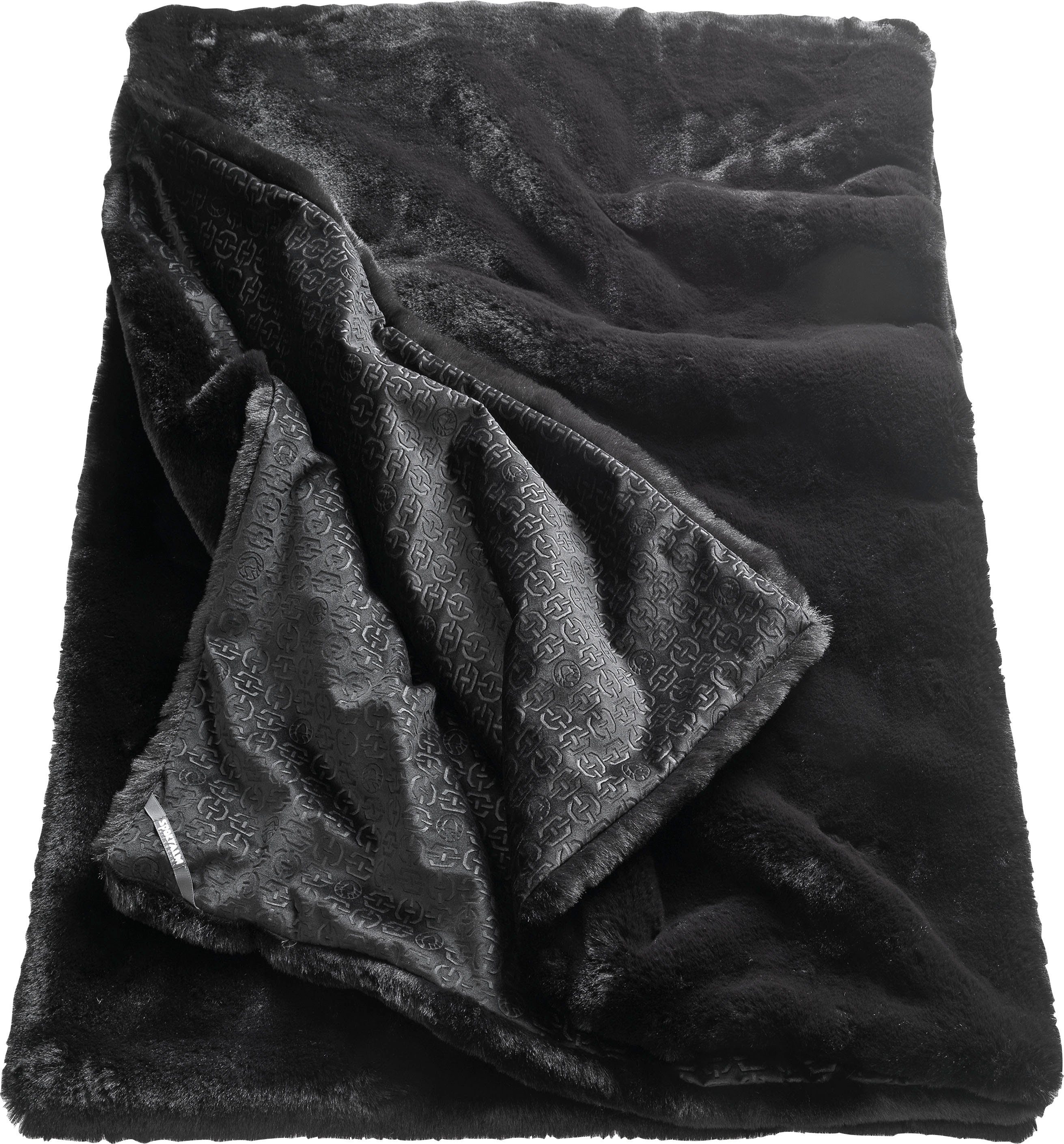 Wohndecke Moscow weichem Fur, schwarz/black/anthrazit aus Kuscheldecke Kunstfell, Mule Kitzbühel, Sportalm