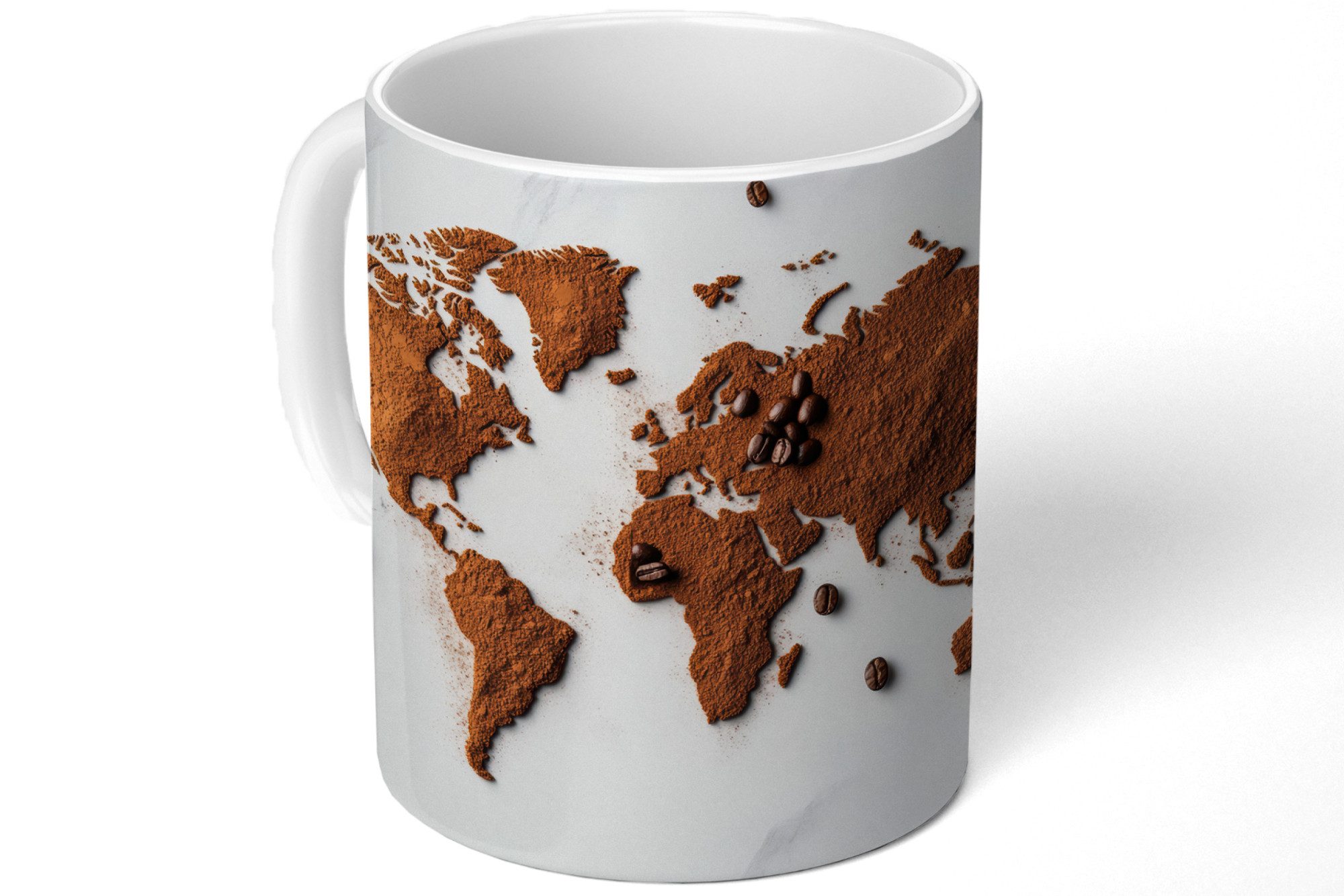 MuchoWow Tasse Weltkarte - Kaffee - Marmor, 1-tlg., Keramik, Kaffeetassen, Teetasse, Becher, Kaffeebecher, Geschenk