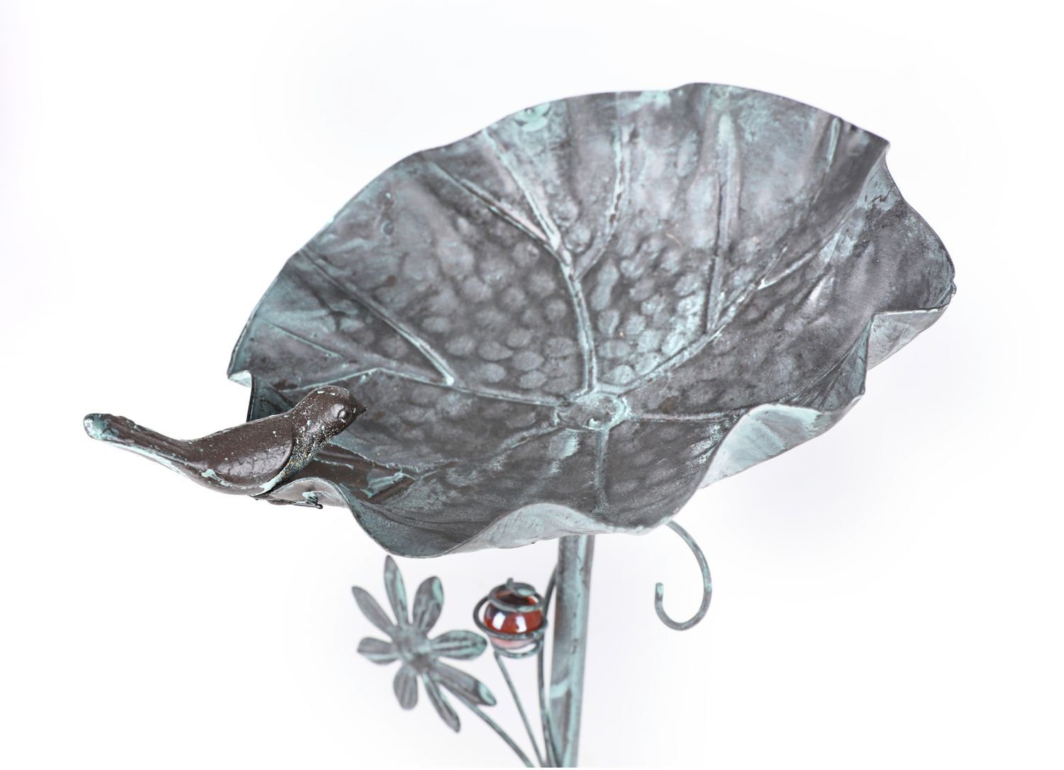 BURI Gartenstecker Metall Gartenstecker Vogeltränke Vogelbad Wasserstelle Futterschale