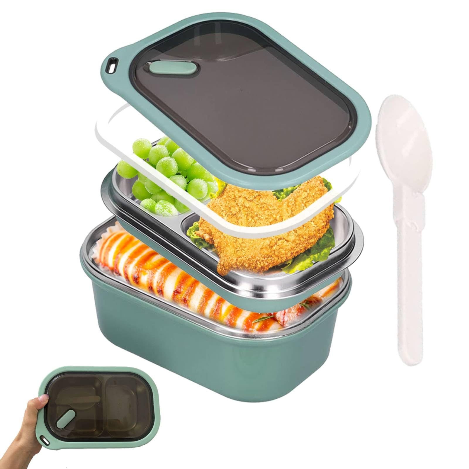 Agger Lunchbox Lunchbox 1200 ml – 2-lagiger Behälter für warme Speisen inkl. Löffel, Mittagessenbox für Erwachsene, Brotdose für Kinder mit Fächern