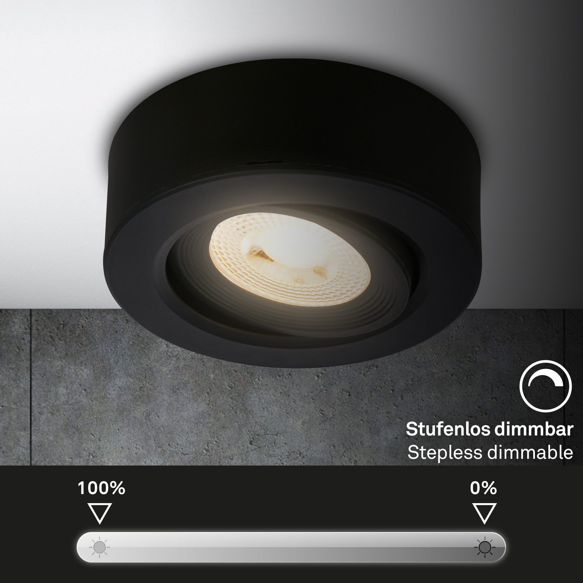 Briloner Leuchten LED Deckenleuchte 2-in1 Aufbauleuchte oder Einbauspot schwenkbar dimmbar Deckenstrahler, LED fest integriert, 3000K - Warmweiß, 90x30mm Weiß, Schwarz, Silber 5W Decke Wohnzimmer Schlafzimmer Küche