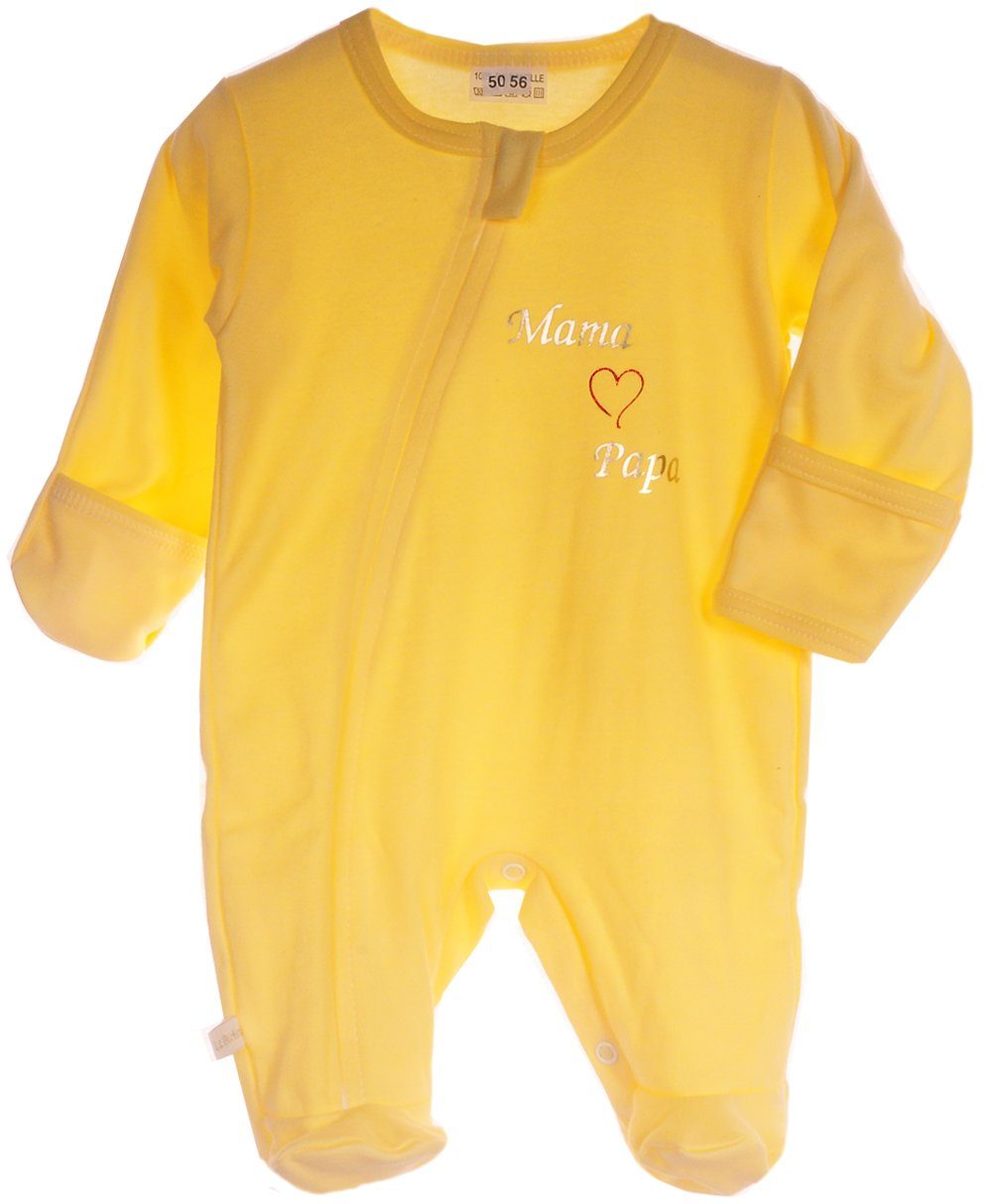 La Bortini Ползунки Overall Baby Schlafanzug in Gelb Schlafoverall aus reiner Baumwolle, 44 50 56 62 68 74 80