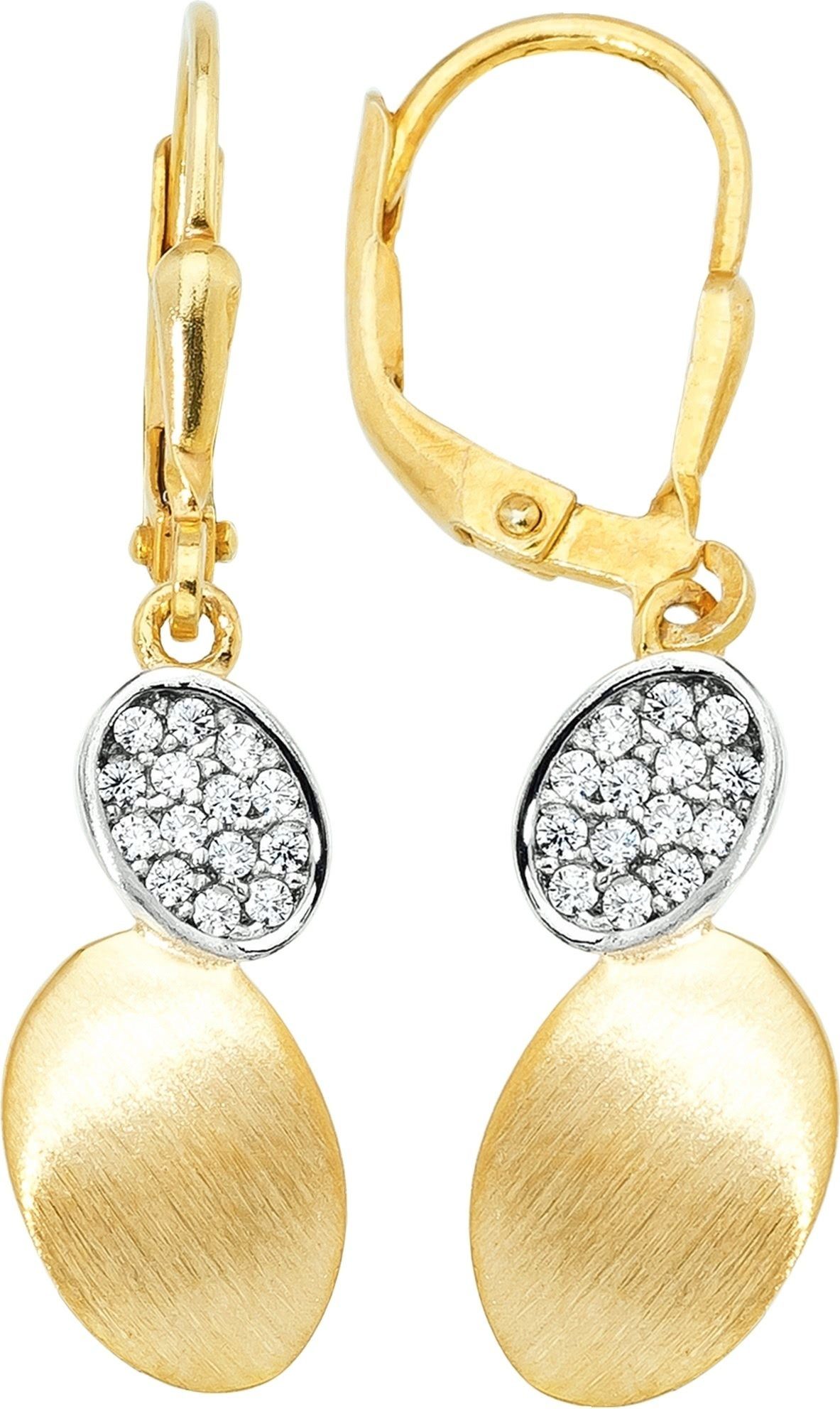 Balia Paar Ohrhänger Balia Gold Creolen für Damen Oval (Ohrhänger), Damen Ohrhänger Oval aus 333 Gelbgold - 8 Karat, Länge ca. 3,3cm