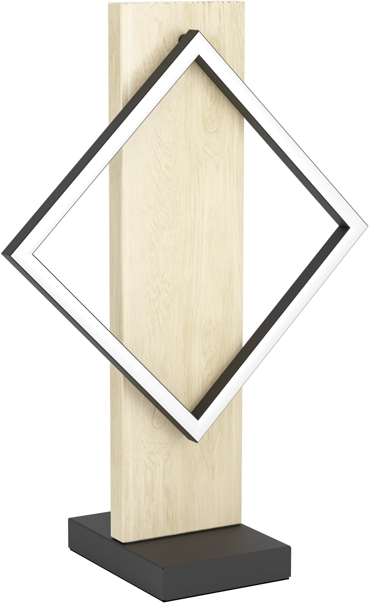 EGLO Tischleuchte BOYAL Tischlampe - Stahl, Holz - LED - 1X13W - IP20, Ein-/Ausschalter, LED fest integriert, Warmweiß, Nachttischlampe, Schreibtischleuchte, Leselampe, L30 x B15 x H42,5 cm