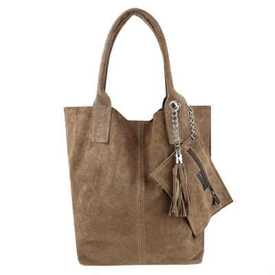 ITALYSHOP24 Schultertasche Made in Italy Damen Leder Shopper Schultertasche, ein Leichtgewicht, als Handtasche, Henkeltasche tragbar