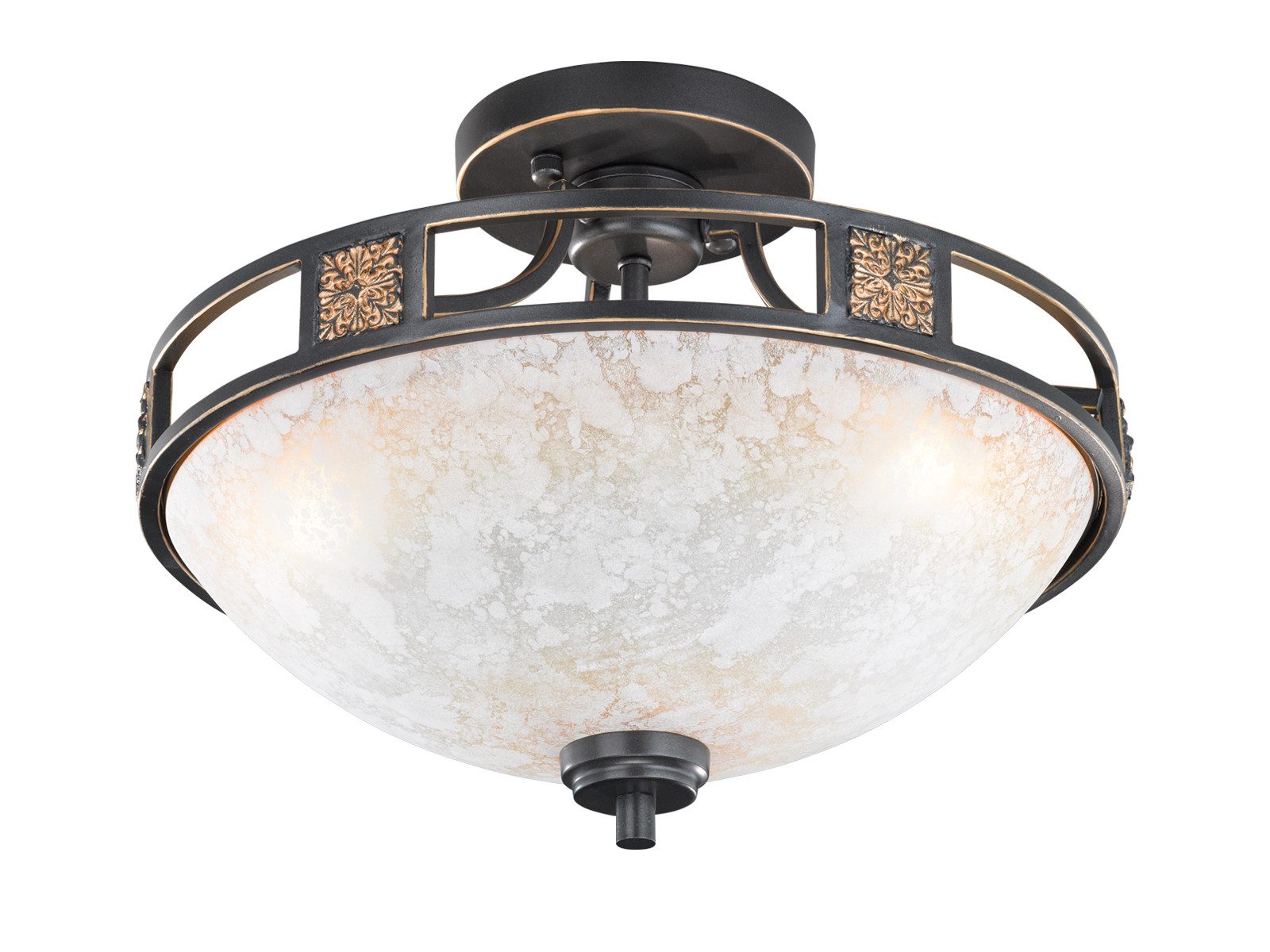 TRIO Leuchten LED Deckenleuchte, LED wechselbar, Warmweiß, groß-e nostalgische Landhaus-stil Deckenschalen Treppenhaus Glas Ø42cm