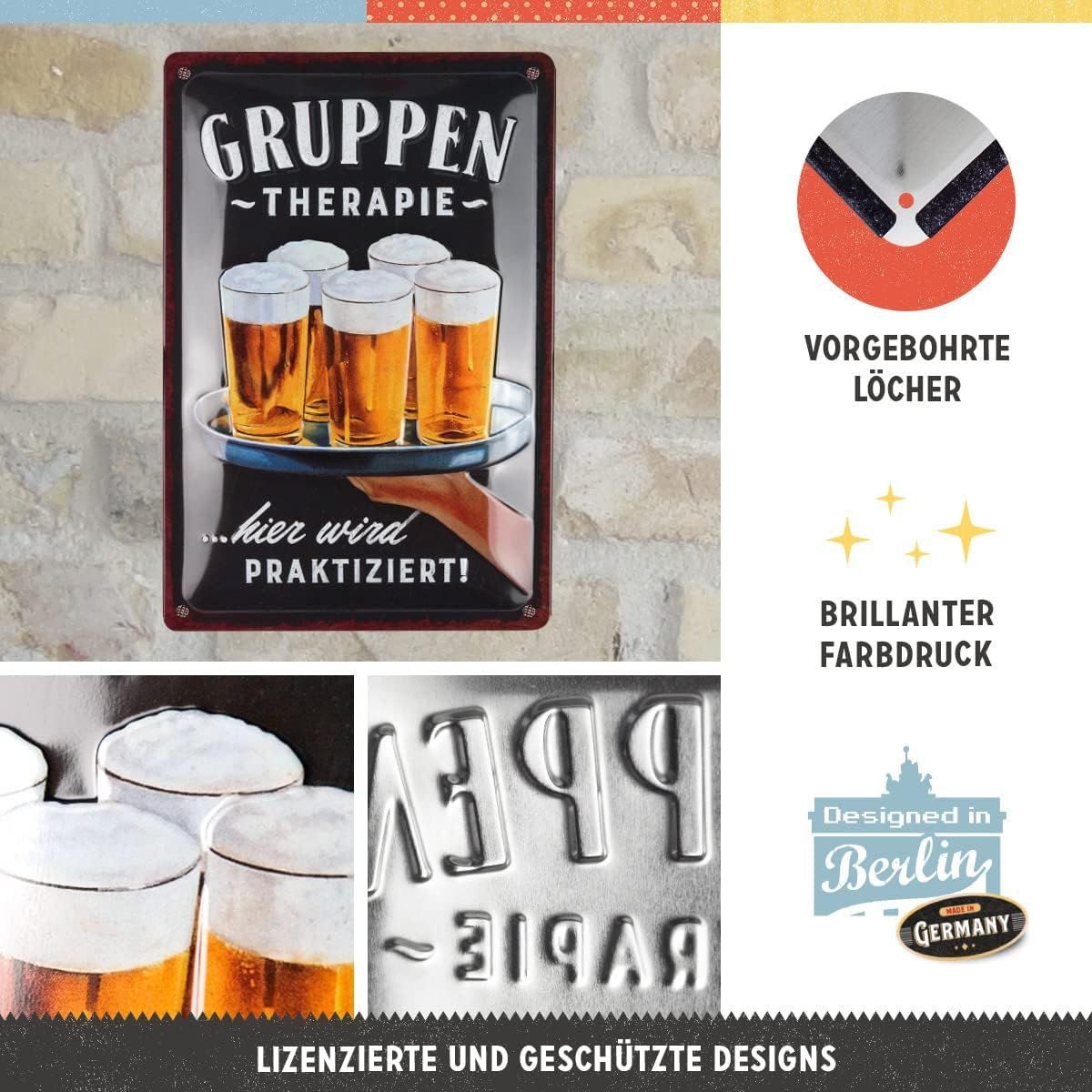 Nostalgic-Art Metallschild Nostalgic-Art - Blechschild 20 x 30 cm - Gruppentherapie - Bier