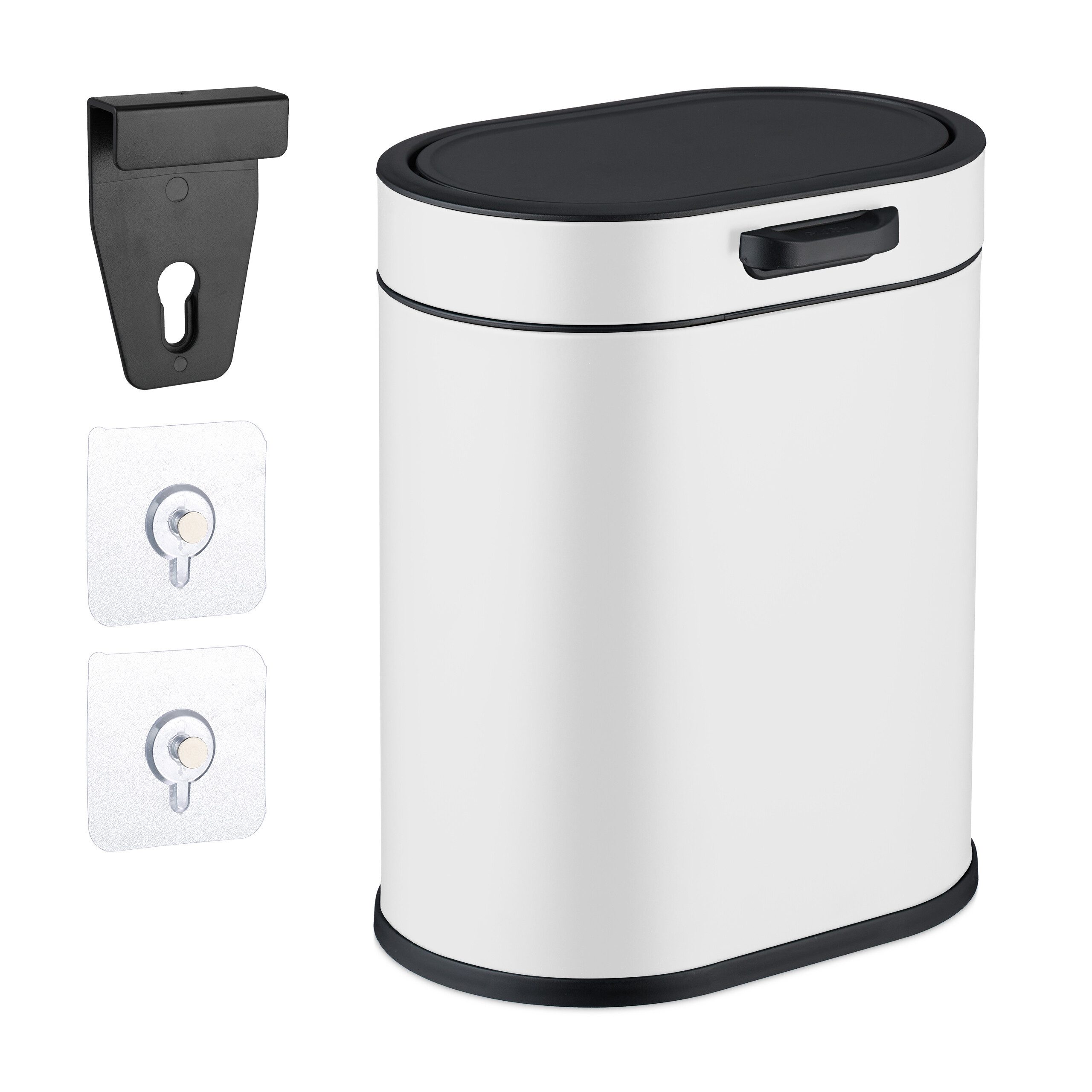 relaxdays Kosmetikeimer Hängender Mülleimer 5 Liter, weiß