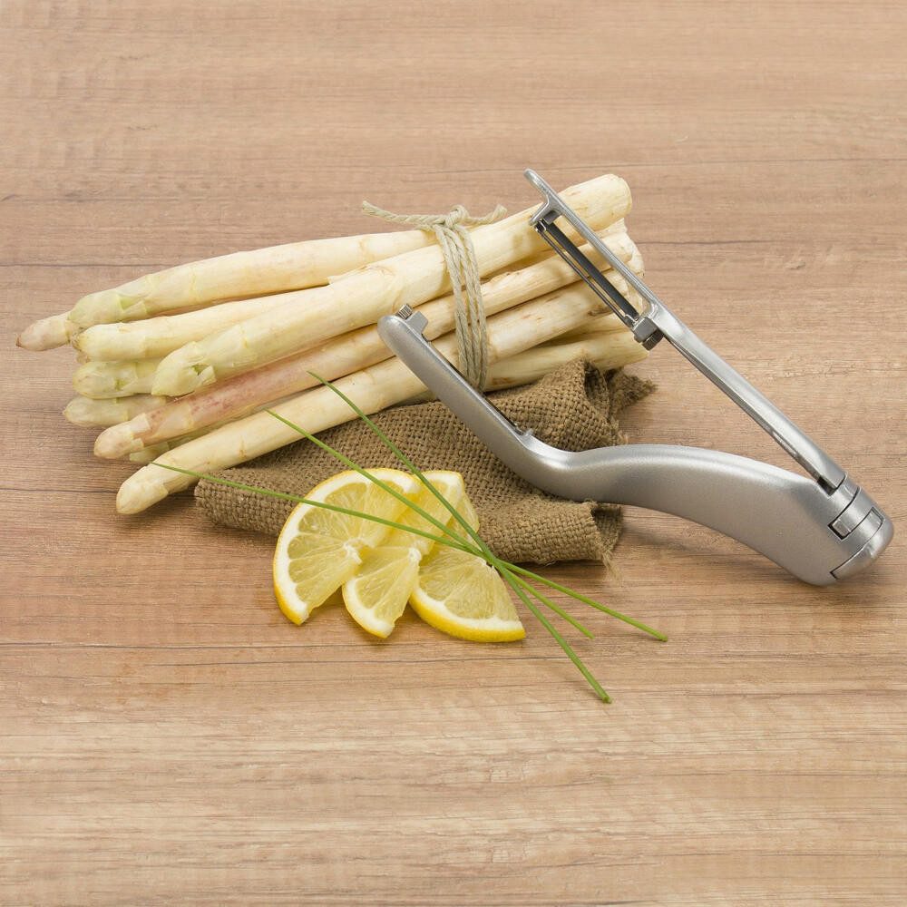 WESTMARK Sparschäler Peel-Star Alu, Gemüse- und Doppelschäler, Spargel-Schäler, Made in Germany, spülmaschinengeeignet, BPA-frei, lebensmittelecht