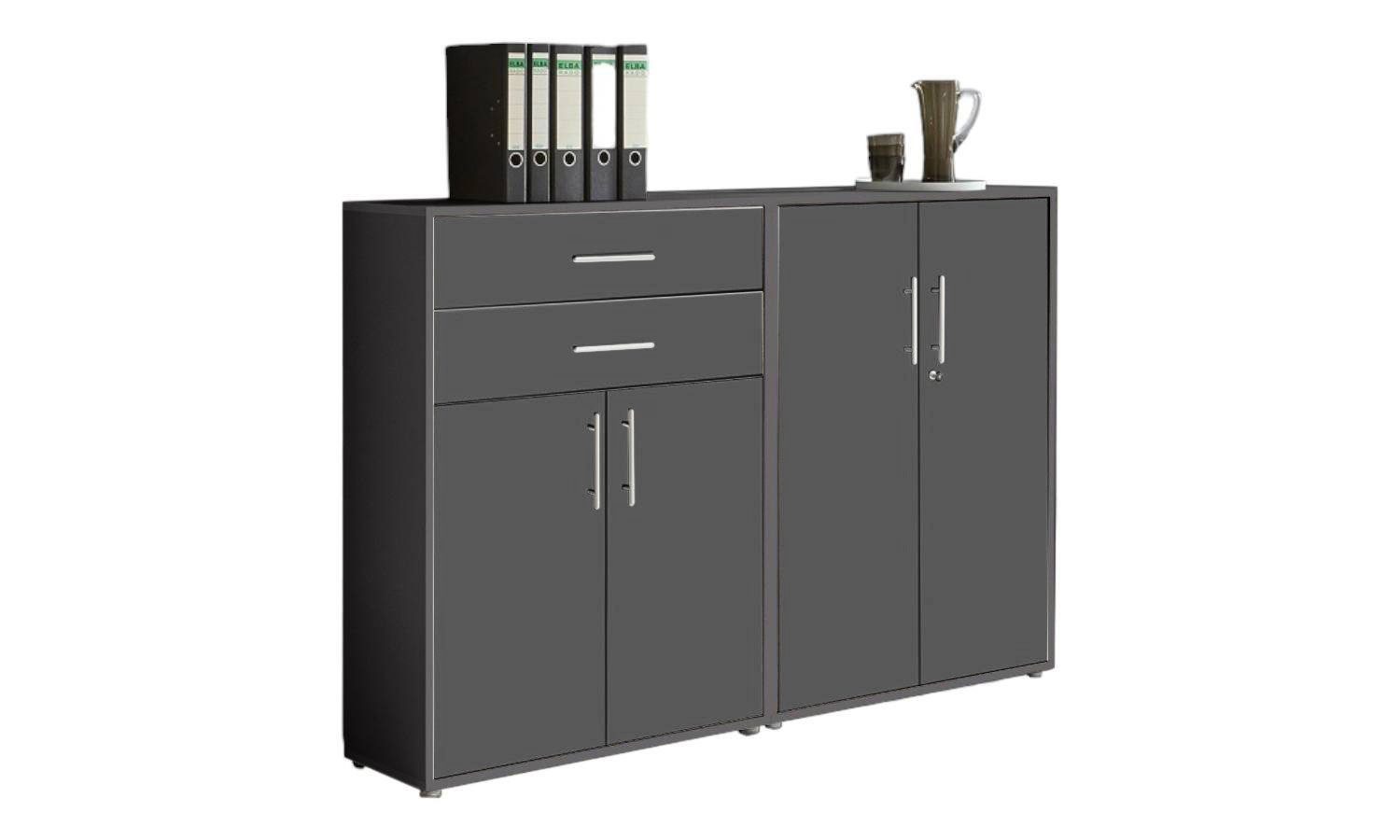 BMG Möbel Aktenschrank Office Edition Set 12 (Set 12, Büroschrank abschließbar mit Metallgriffen) abschließbarer Aktenschrank mit Schubkastenschrank, Made in Germany