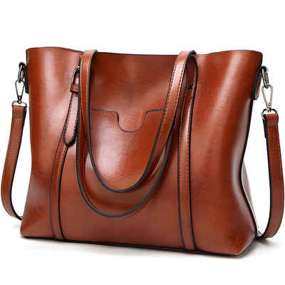 Retoo Schultertasche Handtaschen Damen Shopper Klassisch Elegante Handtasche Umhängetasche (Damen Handtasche 40 x 11 x 24,5 cm Braun), Fassungsvermögen, Organisation, Praktische Aufbewahrung, Design