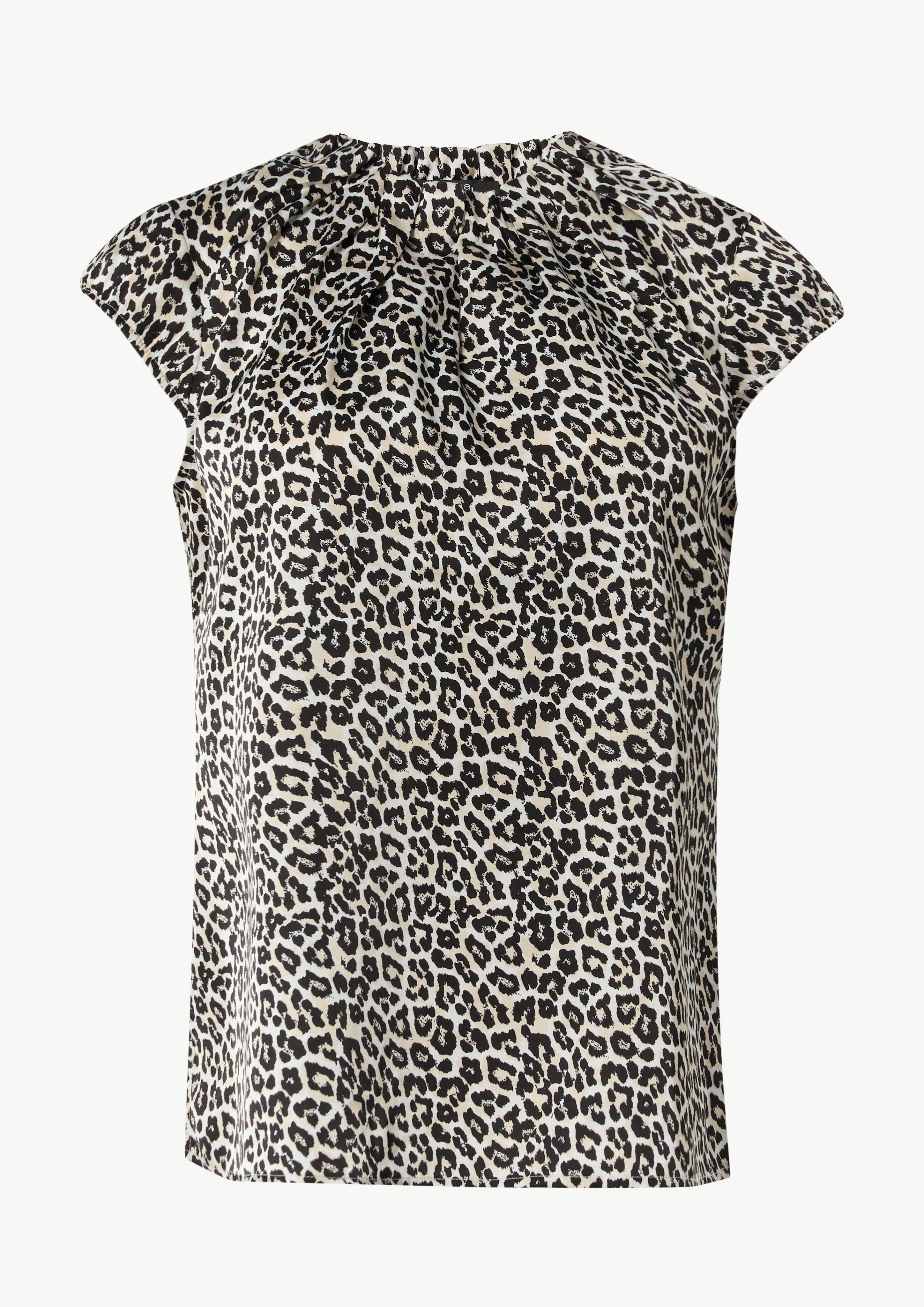 Comma Kurzarmbluse mit Raffung und Animal-Print günstig online kaufen