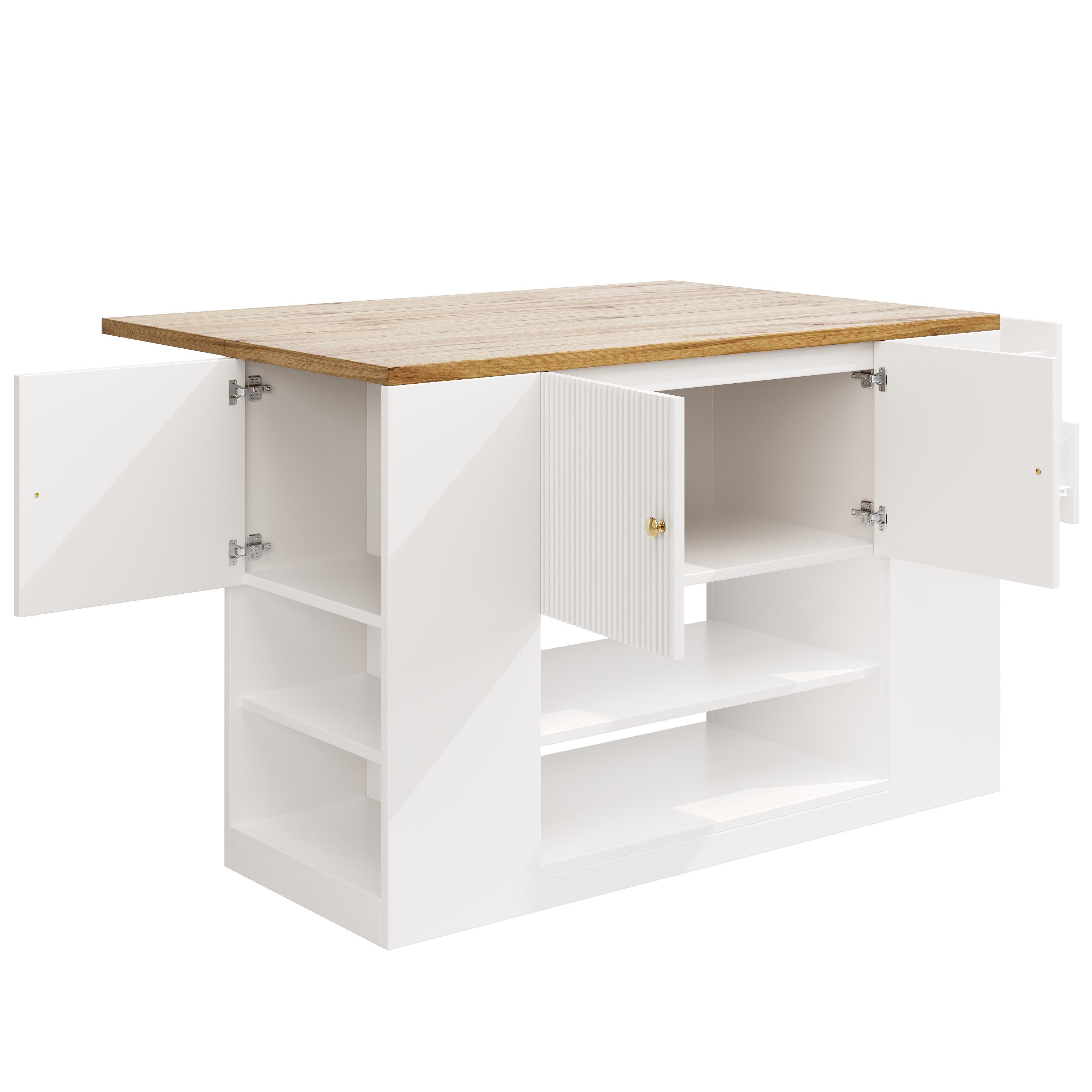 Flieks Kücheninsel mit erweiterbarer Arbeitsplatte, (klappbare Tischplatte, B140/H90/T40-70 cm), Küchenschrank mit Schubladen und Regalen Buffetschrank Sideboar – Bild 4 von 5