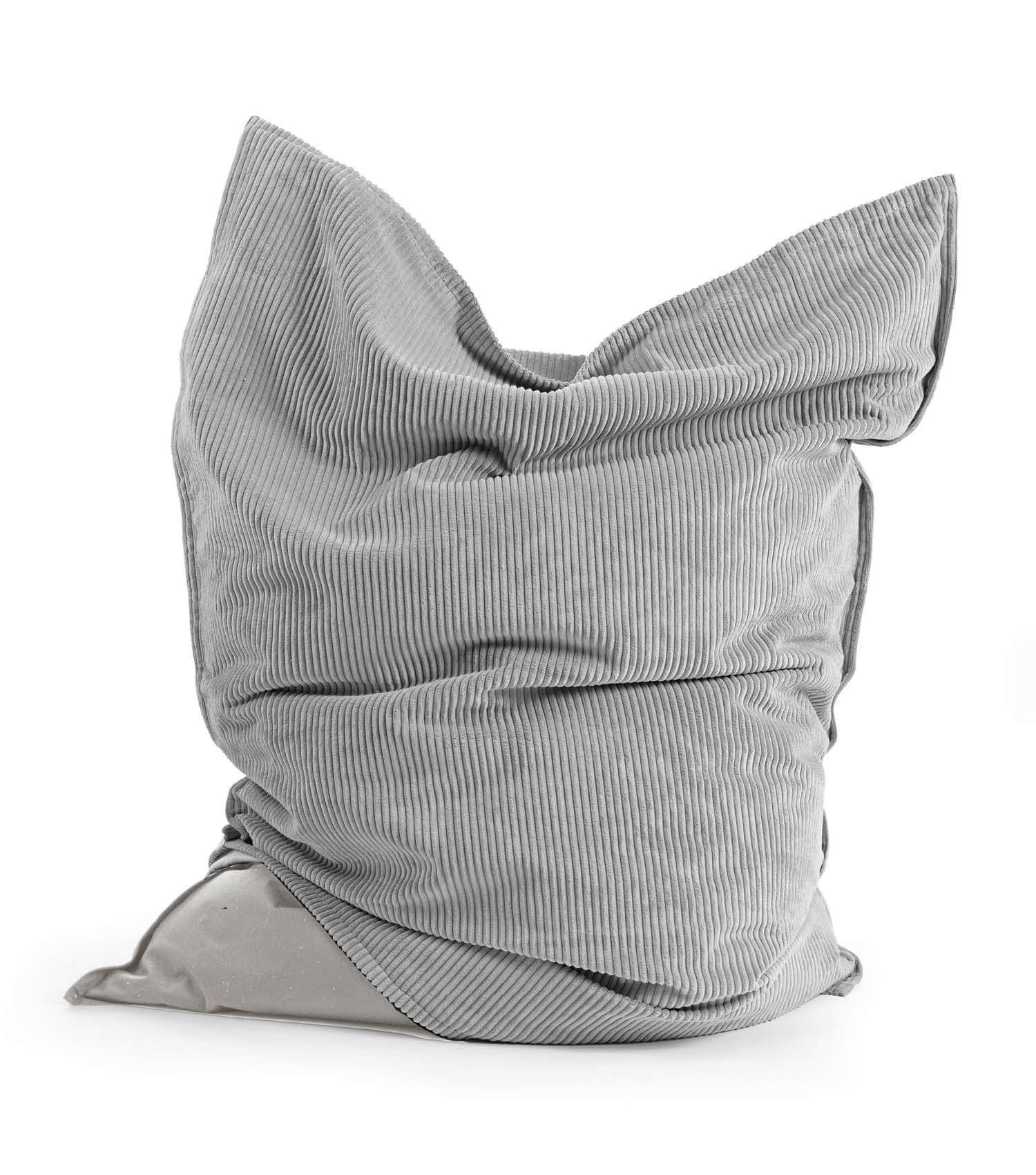 mokebo Sitzsack Der Große (mit mit Cord Bag Bezug, in Bodenkissen Grau Riesensitzsack Cover), Bean oder Cord