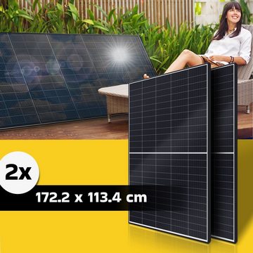 SUNNIVA Solaranlage 860/800W BIFACIAL Balkonkraftwerk, 800,00 W, Monokristallin, (BENY 800W Micro-Wechselrichter Upgradebar Drosselbar, 2x 430W Solarmodule, Solaranlage mit 5m Anschlusskabel, Solarkabel, Photovoltaikanlage), Balkon Mini-PV Anlage genehmigungsfrei Inverter, Solarpanel Solarmodul