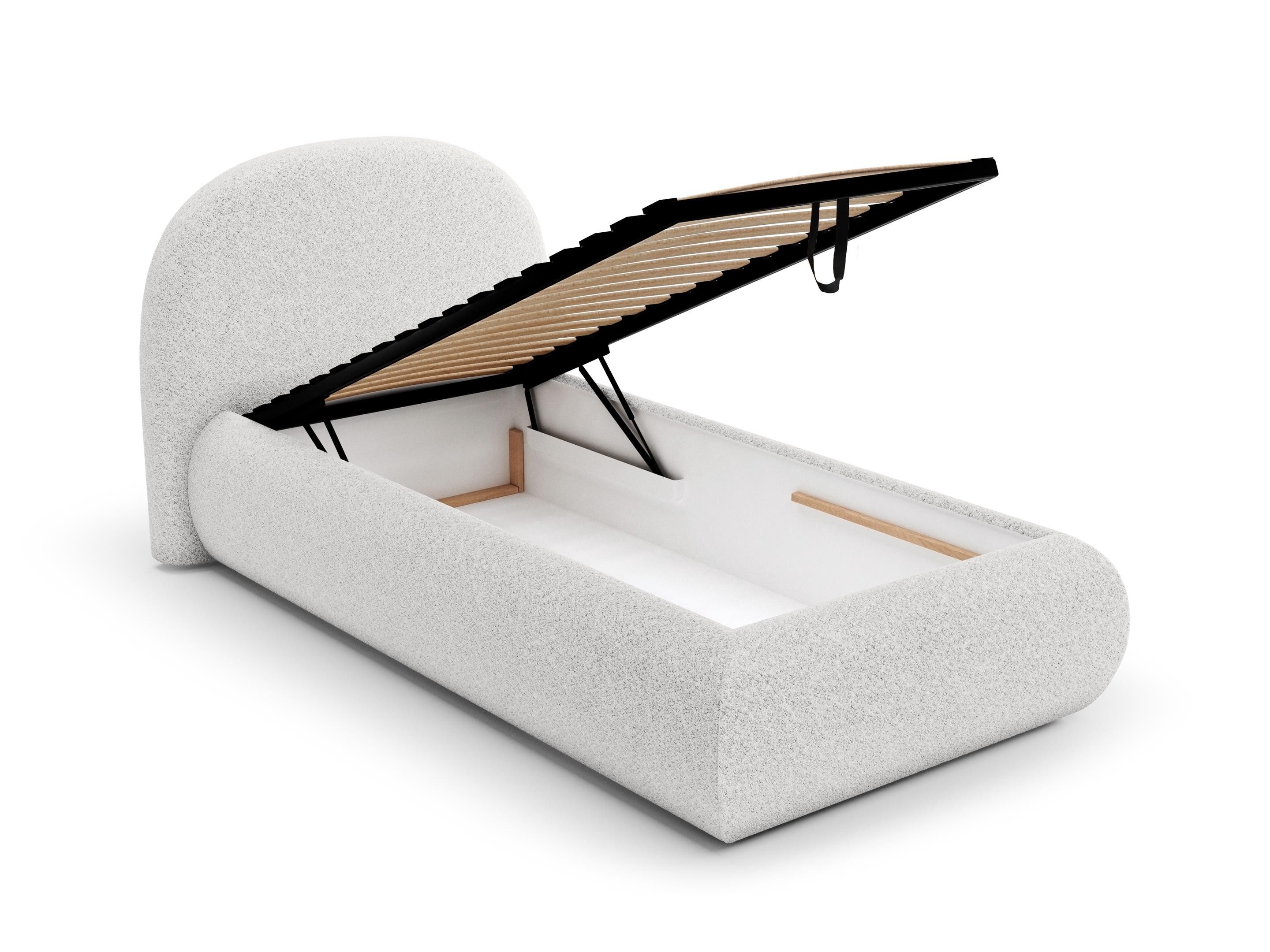 Beautysofa Polsterbett MOTTI 90x200 mit Bettkasten und gepolstertem Kopfteil (mehrere Farben, Bouclé-Stoff), wahlweise ohne Matratze oder mit Matratze – Bild 4 von 5