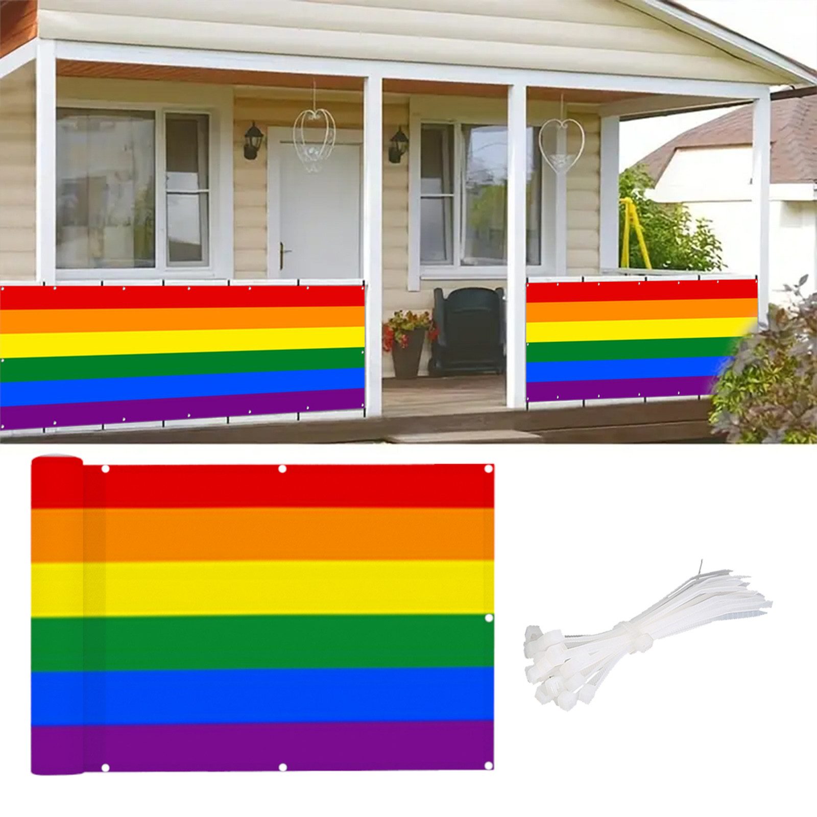 BTTO Balkonsichtschutz Sichtschutz Zaun Gartenzaun Schattiernetz,Robustes und Wetterfestes Balkonbespannung mit Kabelbinder