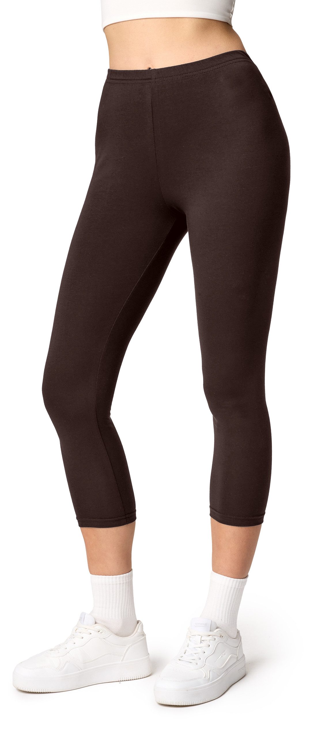 Ladeheid Leggings Damen 3/4 Capri Hose aus Baumwolle LA40-132 (1-tlg) elastischer Bund