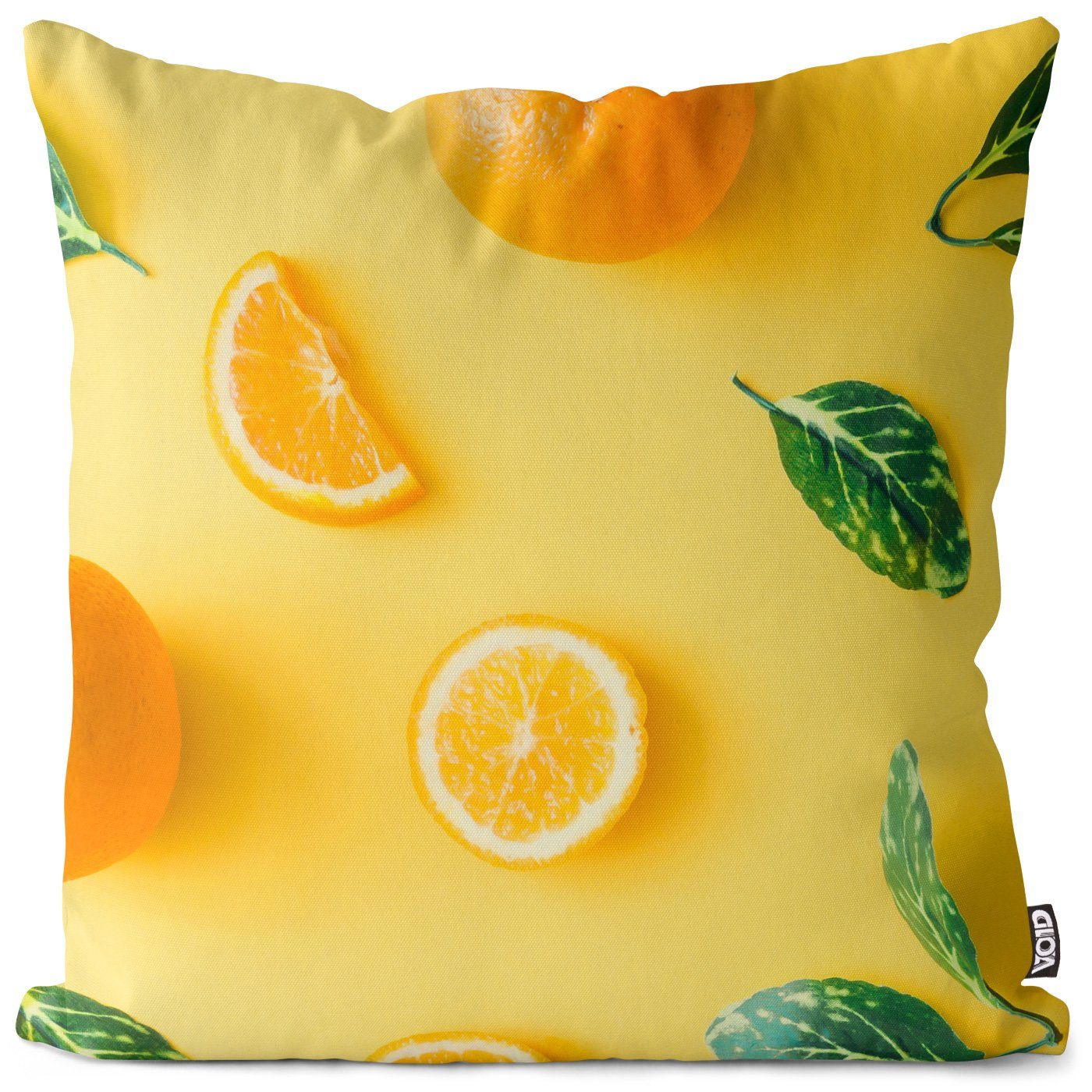 Kissenbezug, VOID (1 Stück), Frucht Bild Sommer Sofa-Kissen Orangen Gesund Party Früchte Pool Gelb Küche Sonne Kochen Lebensmittel Obst Essen