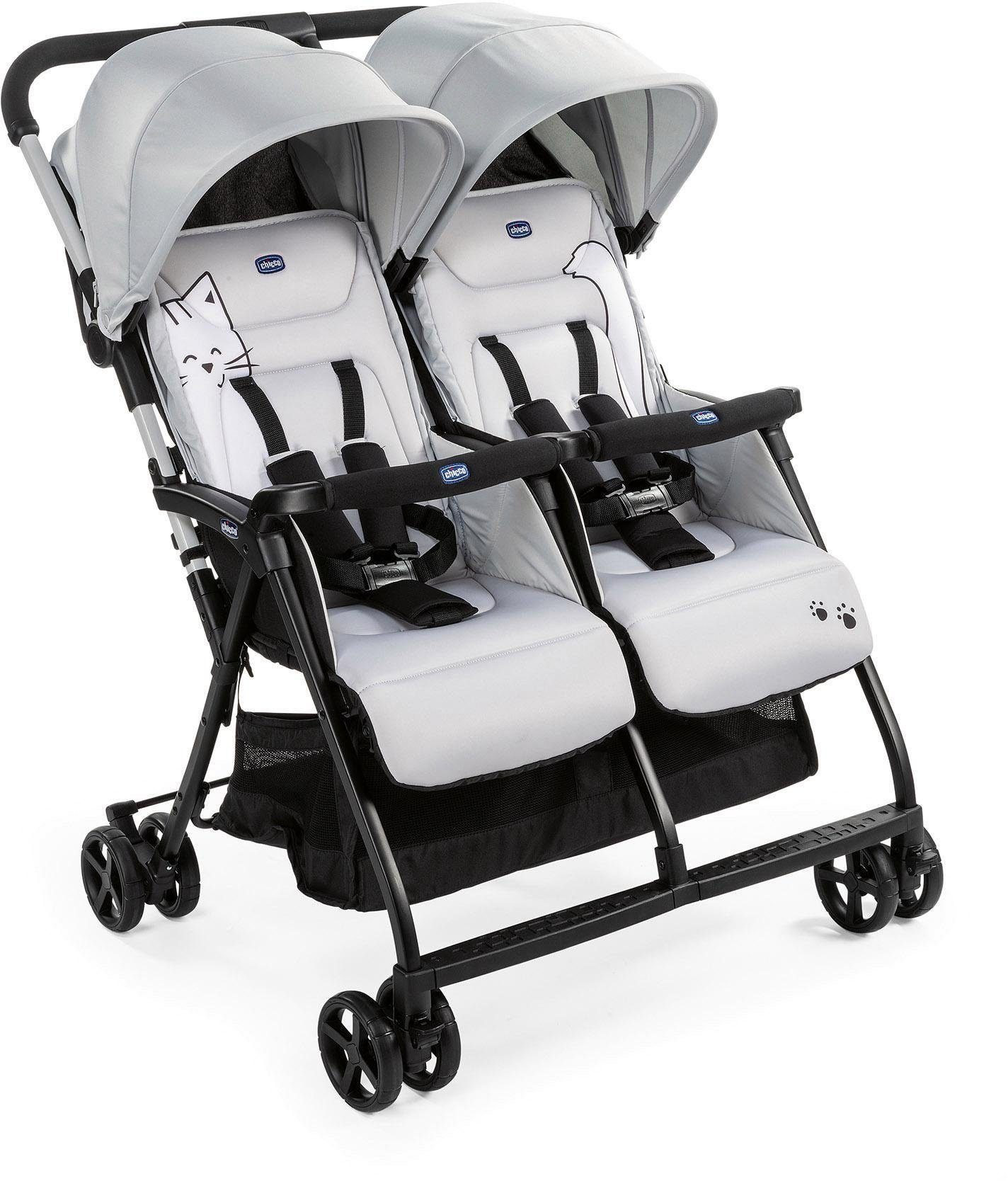Chicco Zwillingsbuggy Zwillingskinderwagen Twin, Silver OHlalà Cat,