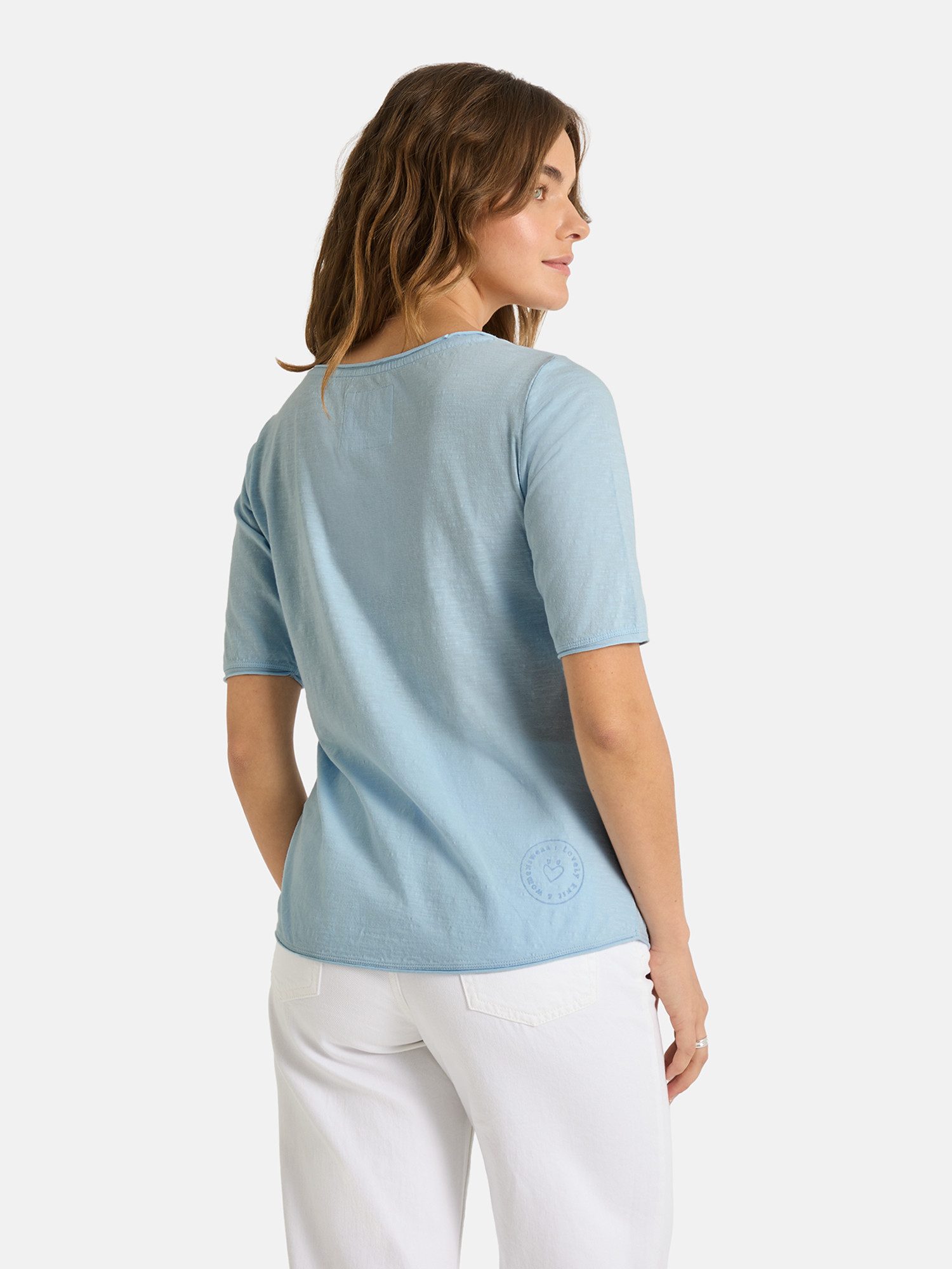 Lieblingsstück Rundhalsshirt CandiceEP mit Statement-Stickerei und im Batik-Look