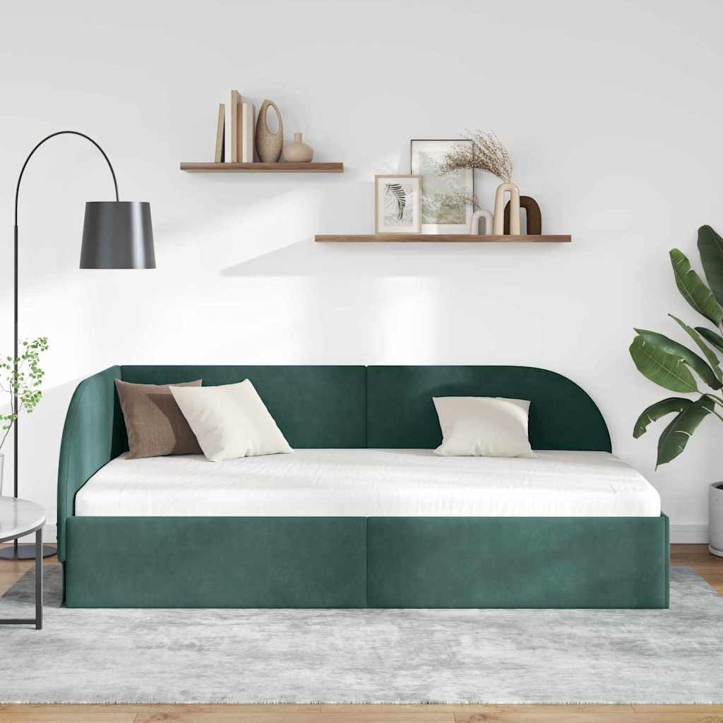 vidaXL Bett Eckbettgestell mit Kopfteil Dunkelgrün 80 cm x 200 cm (1-tlg) günstig online kaufen