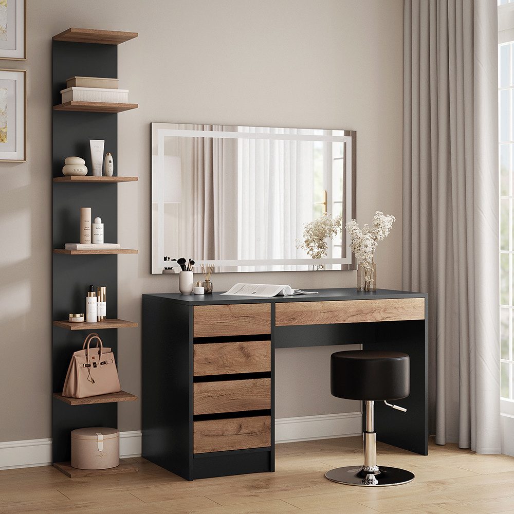 Vicco Bücherregal Paolo, Anthrazit/Goldkraft Eiche, 30 x 190 cm, 1-tlg.