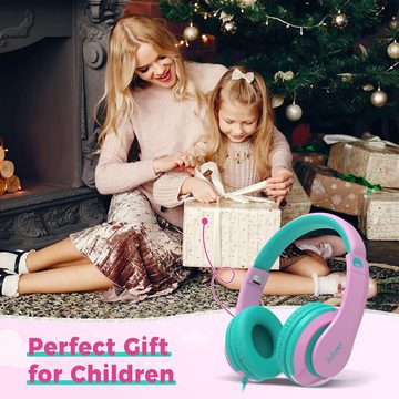 RockPapa Dualer Sound Kinder-Kopfhörer (HD-Mikrofon, anpassbares Design, faltbare Praktikabilität, langlebiges Nylonkabel, und ein stilvolles Geschenk, mit Immerse Klangerlebnisse, Freisprechmikrofon, Anpassbar & Faltbar)