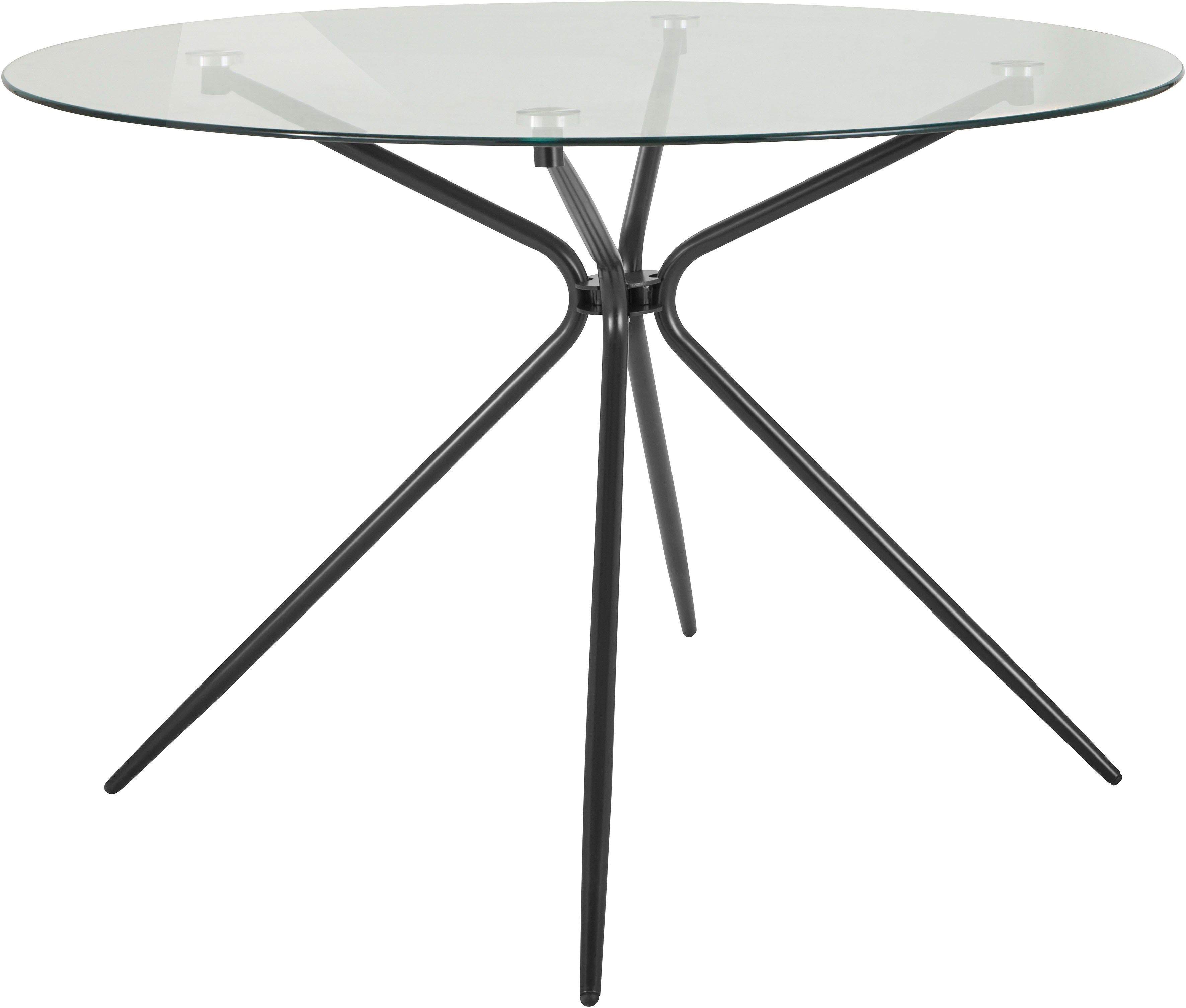 OTTO home Glastisch Silvi (Esstisch, Glastisch, Küchentisch), rund, Ø 110 cm, schwarzes Metallgestell