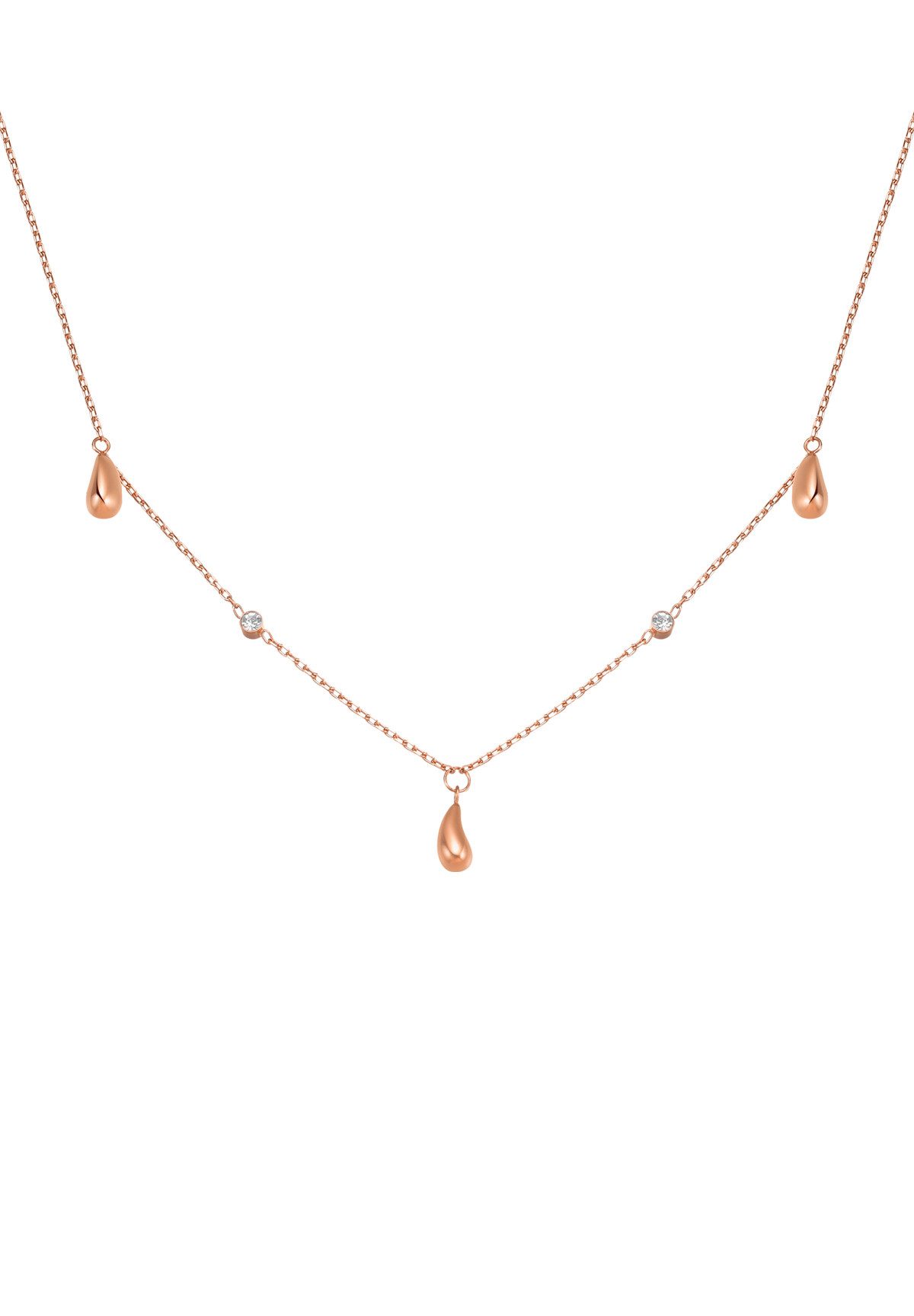 Kette mit Anhänger Metalltropfen, Damen Kette Edelstahl