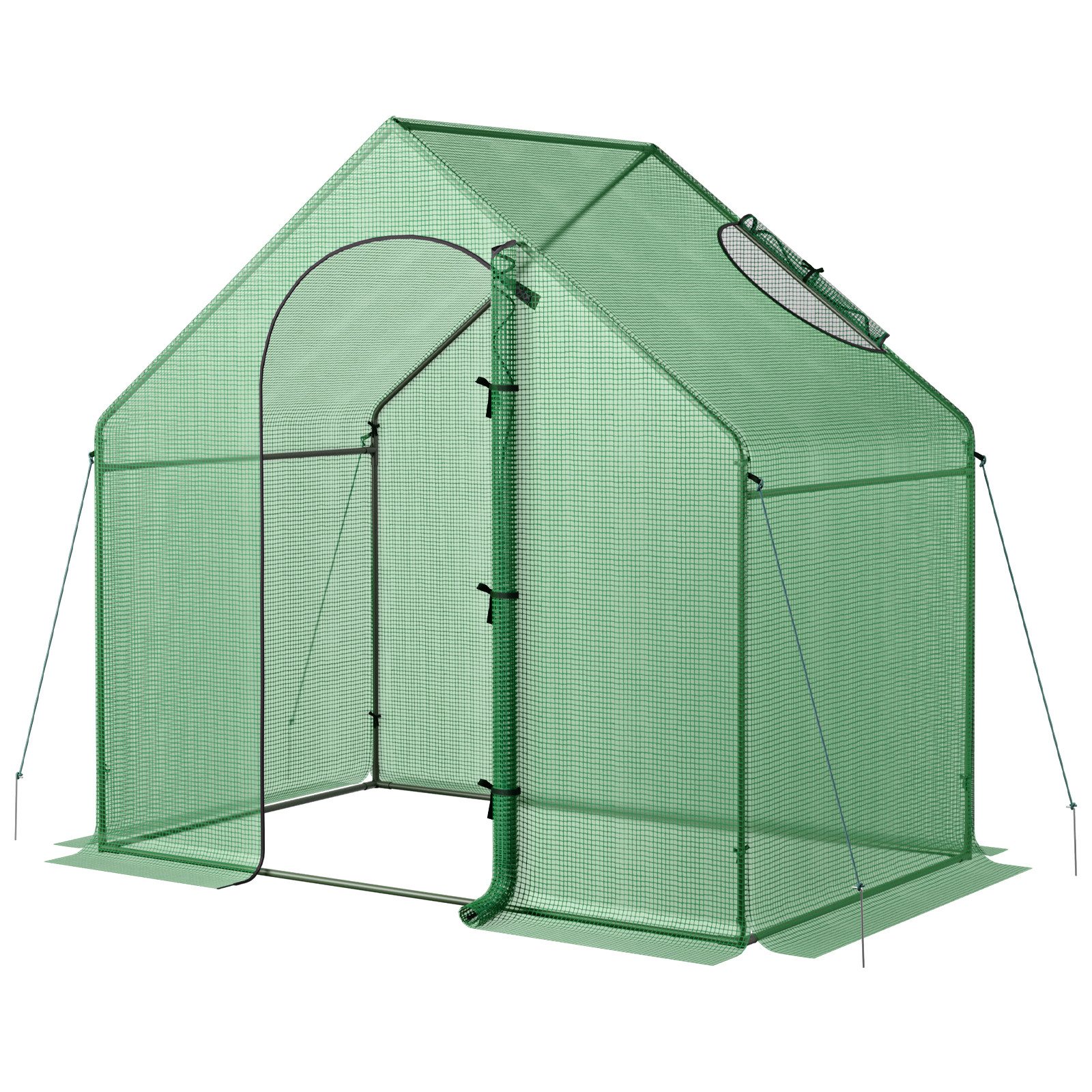 KOMFOTTEU Gewächshaus, begehbares Foliengewächshaus mit PE-Abdeckung & Metallrahmen grün | Rabatt: 23%