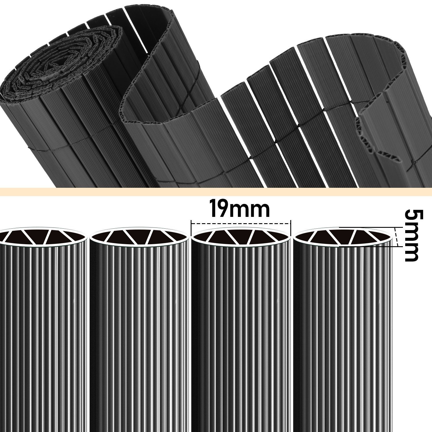 Thumbnail - Clanmacy Balkonsichtschutz PVC Sichtschutzmatte mit verstärkter Konstruktion Sichtschutzzaun Sichtschutz, Wind-, Sonnens...