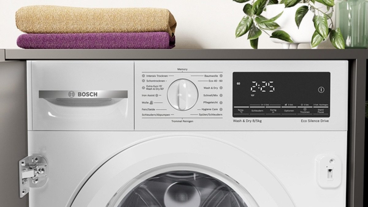 BOSCH Waschtrockner Serie 6 WKD28490, 1400 U/min, Einbau, Frontlader, AquaStop