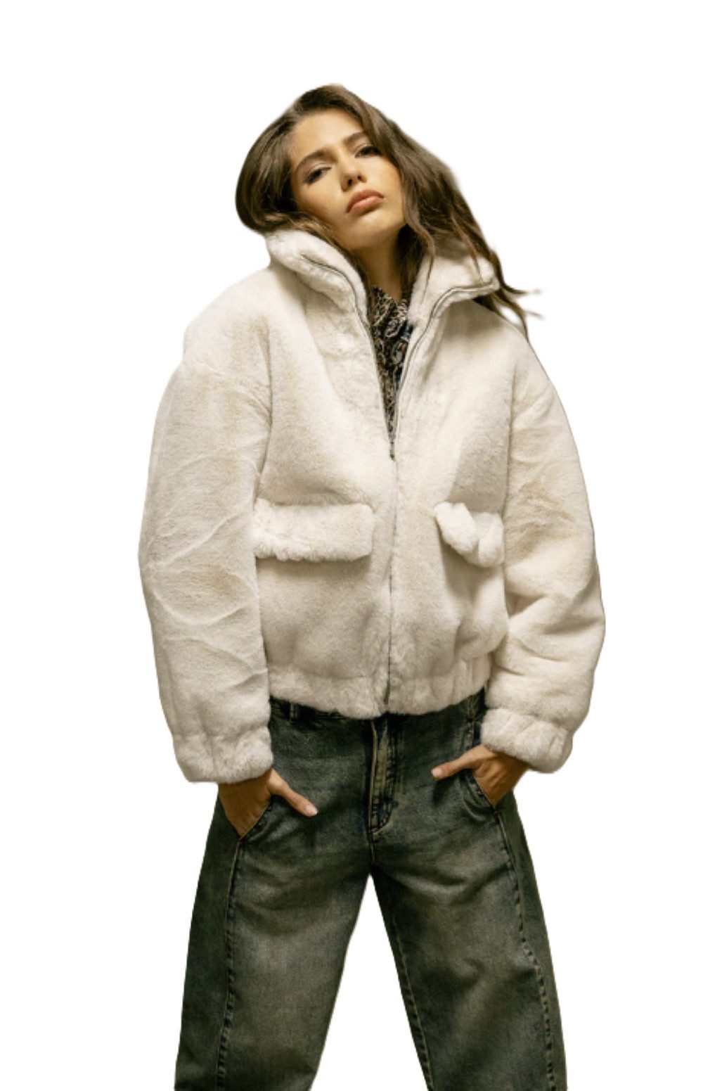 Freeman T. Porter Fellimitatjacke Solly Fur - Teddyjacke - Flauschige Felljacke mit Stehkragen