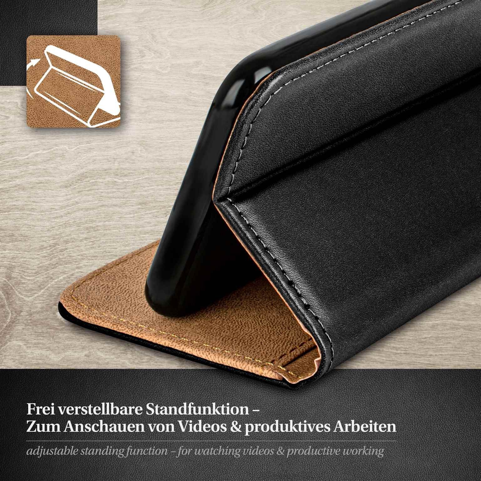 moex Handyhülle für Redmi A1 Hülle Klappbar Book Case Schwarz 6,52 Zoll, Klapphülle Kartenfach Flip Cover Handytasche Leder Optik Schutzhülle