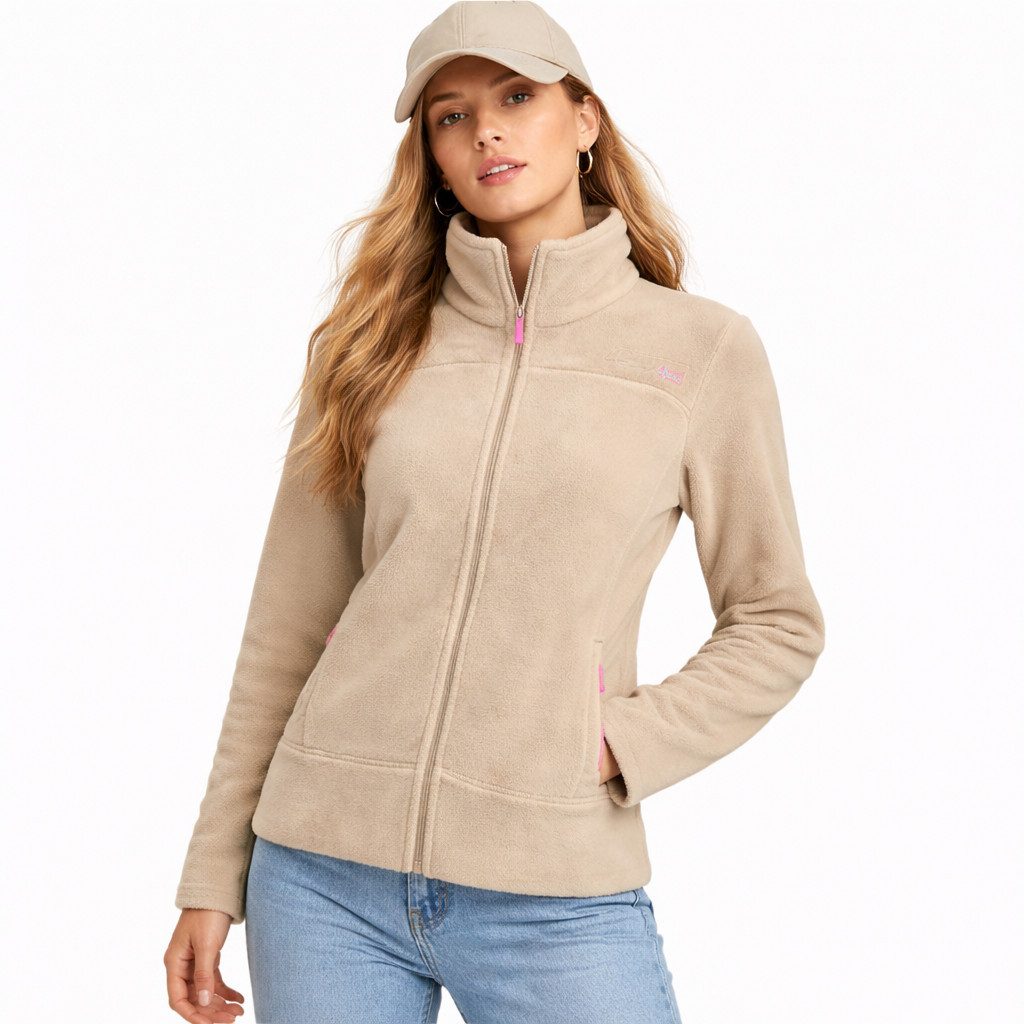 Geographical Norway Fleecejacke Damen Teddy Fleece Jacke Herbst Frühlings Jacke Sweater Übergangsjacke