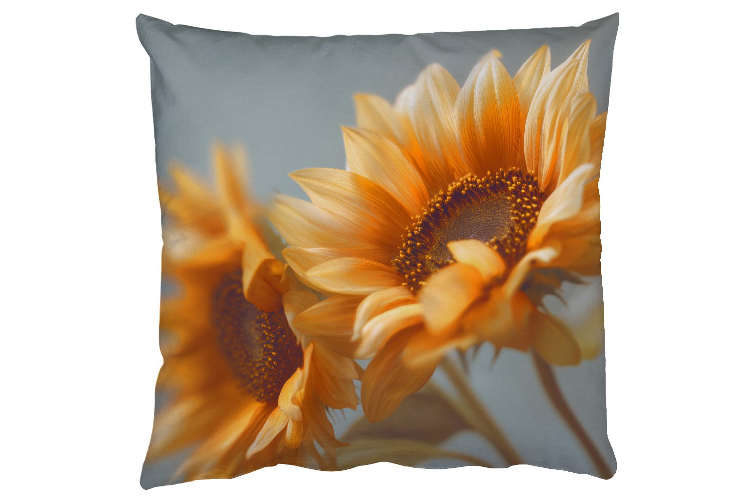 MuchoWow Dekokissen Sonnenblumen - Gelb - Unscharf, Zierkissen mit Füllung für Wohnzimmer, Sofakissen, 40x40 cm