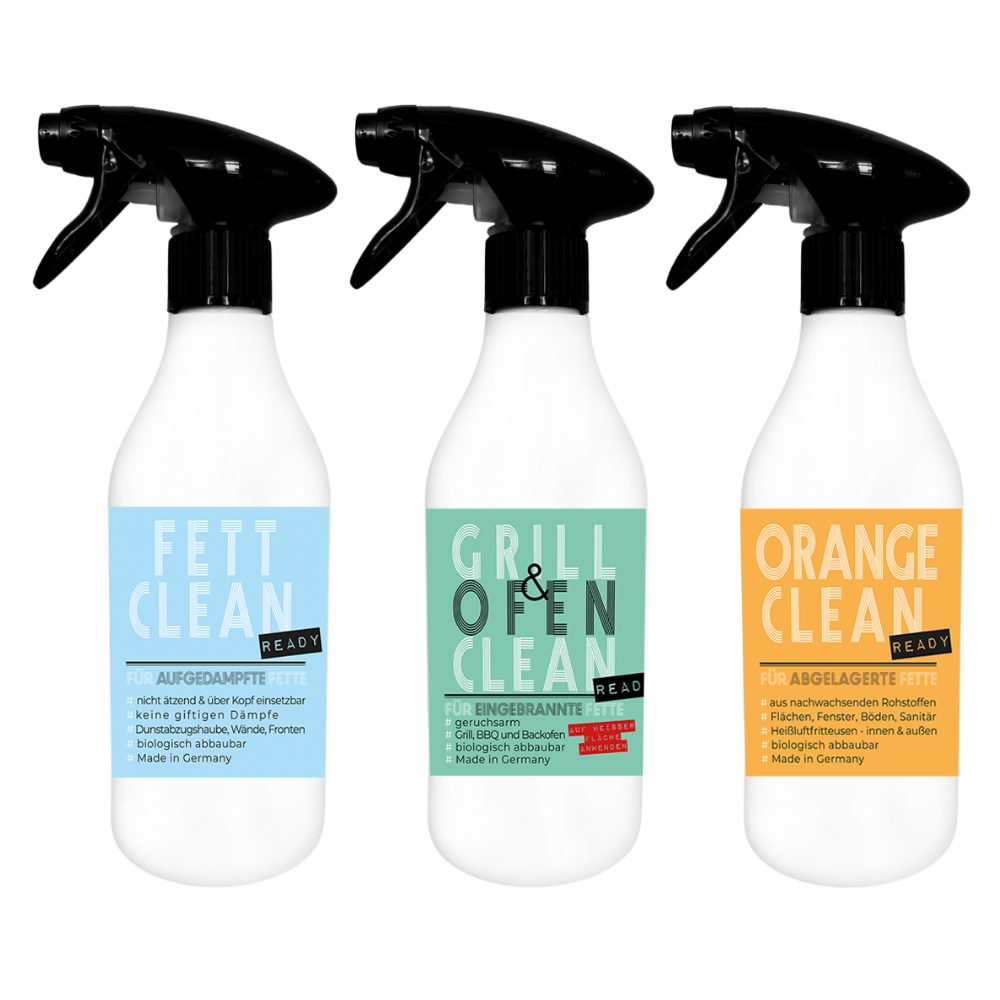 ivb Bröcker IVB Starter Set 3x500 ml – Grill, Fett & Orange im Sparpaket Reinigungsspray (Spar-Set, [3-St. 3 Bestseller im Set, Made in Germany, Profiqualität, Preisvorteil)