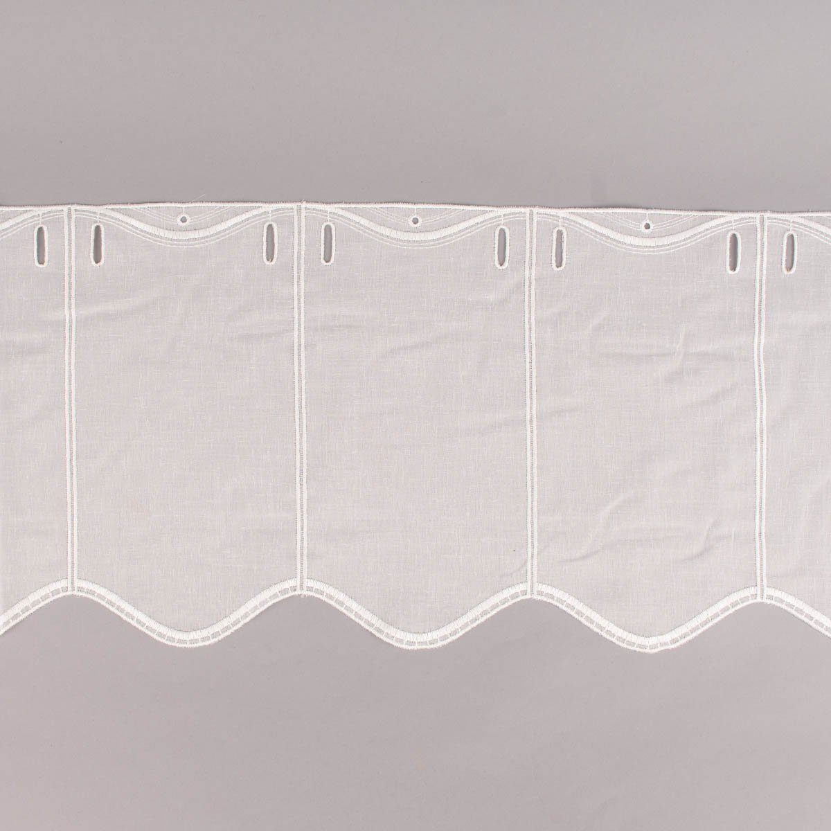 SCHÖNER LEBEN. Meterware Scheibengardine nähfrei Stickerei Leinenlook ecru 30cm, leicht perforiert, Stickerei/Stickstoff, bestickt, pflegeleicht