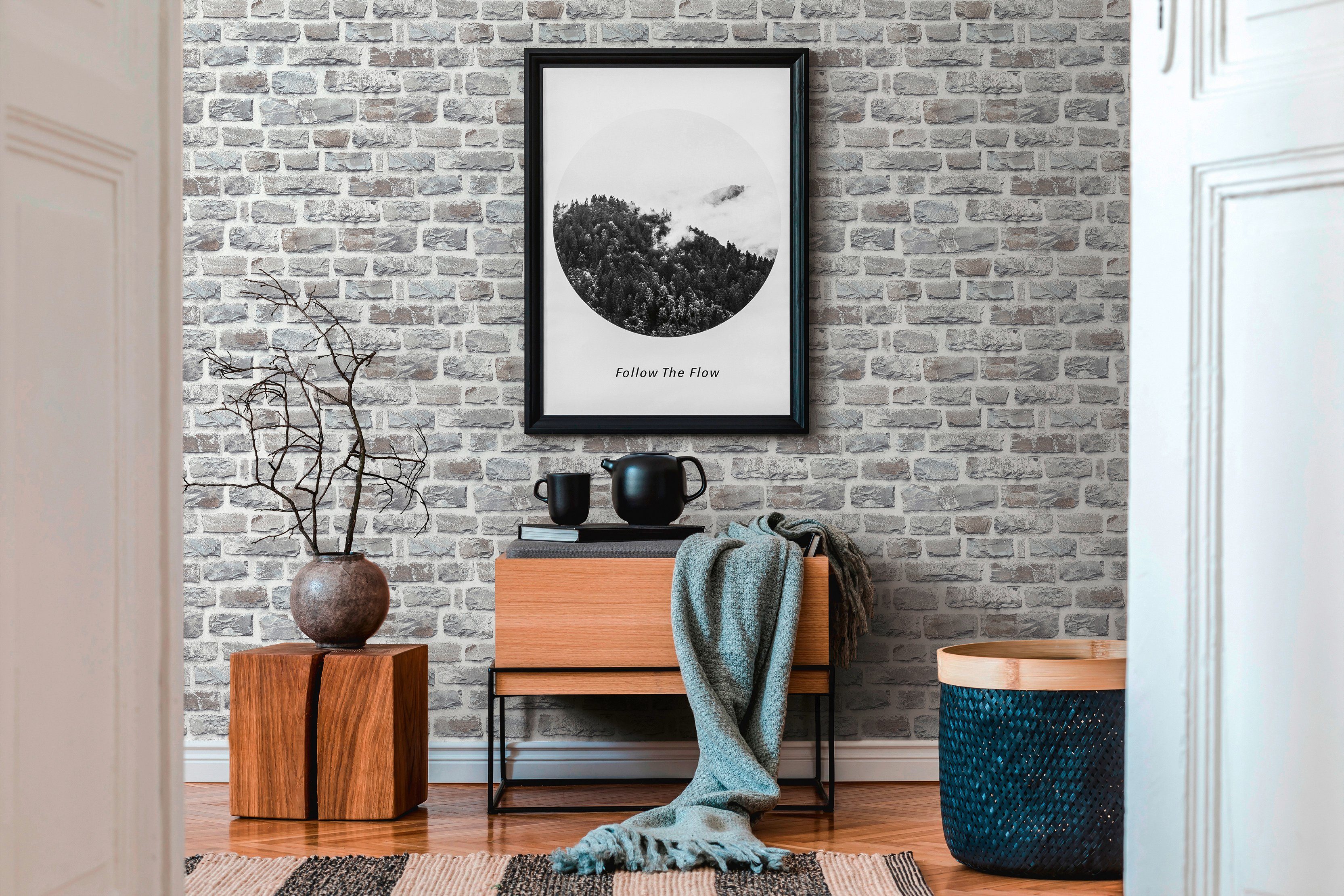 living walls Vliestapete Neue Bude 2.0, leicht strukturiert, Steinoptik, gemustert, Motiv, Landhaus Tapete Stein Tapeten Wohnzimmer Schlafzimmer Küche Flur Opti – Bild 2 von 5