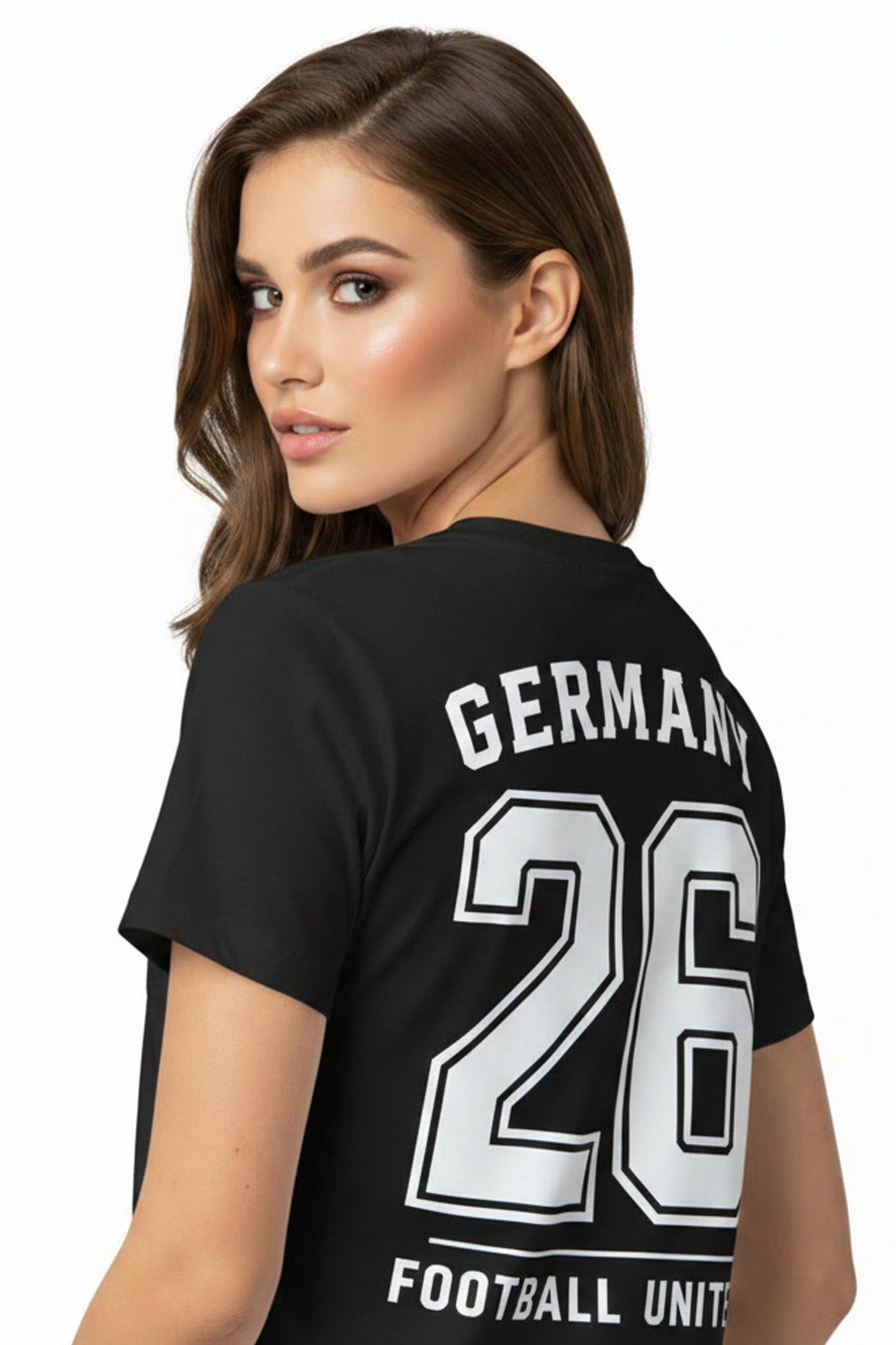 Banco T-Shirt Damen Football United Print Shirt (Einzelartikel) Edles, fühlbares Adler-Wappen-Patch