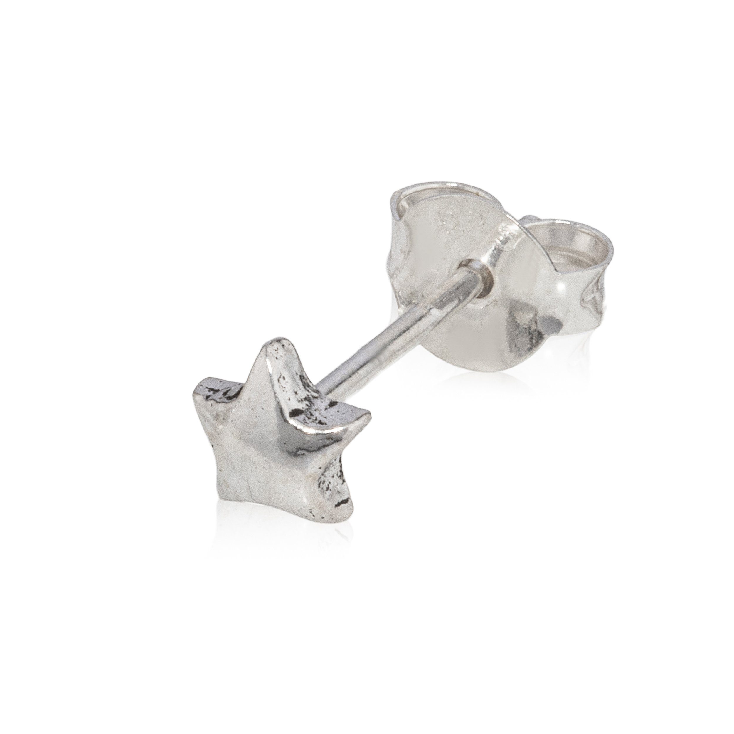 Single-Ohrstecker Einzelohrstecker Stern 5mm 925 Silber Oxidiert