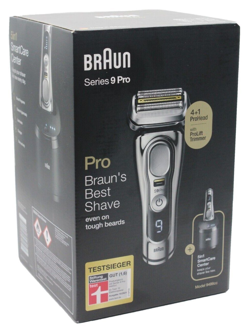 Braun Gesichtshaarrasierer Series 9 Pro 9486cc Elektrorasierer, 5-Stufen Reinigungs- und Ladestation, Aufsätze: 1, ProLift Trimmer, mit Reinigungs- und Ladestation, Wet&Dry 4+1 Scherkopf PrecisionPro Trimmer EasyClean