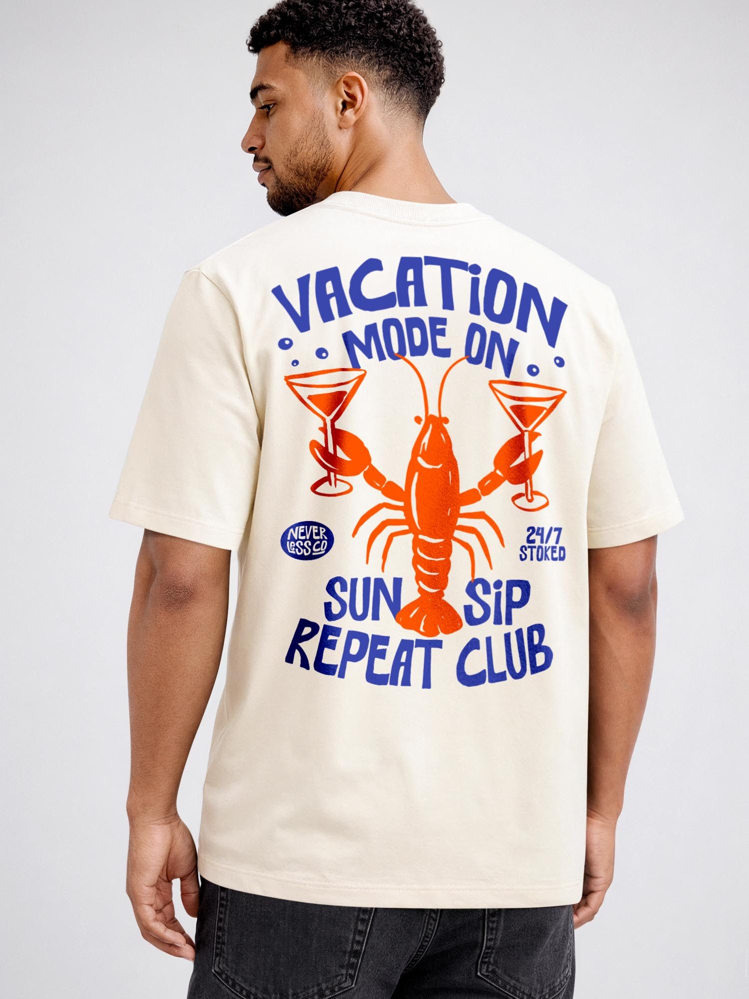 Neverless Oversize-Shirt Herren T-Shirt - Vacation mode on - Relaxed Fit Sommer Fashion mit Print – Bild 2 von 5