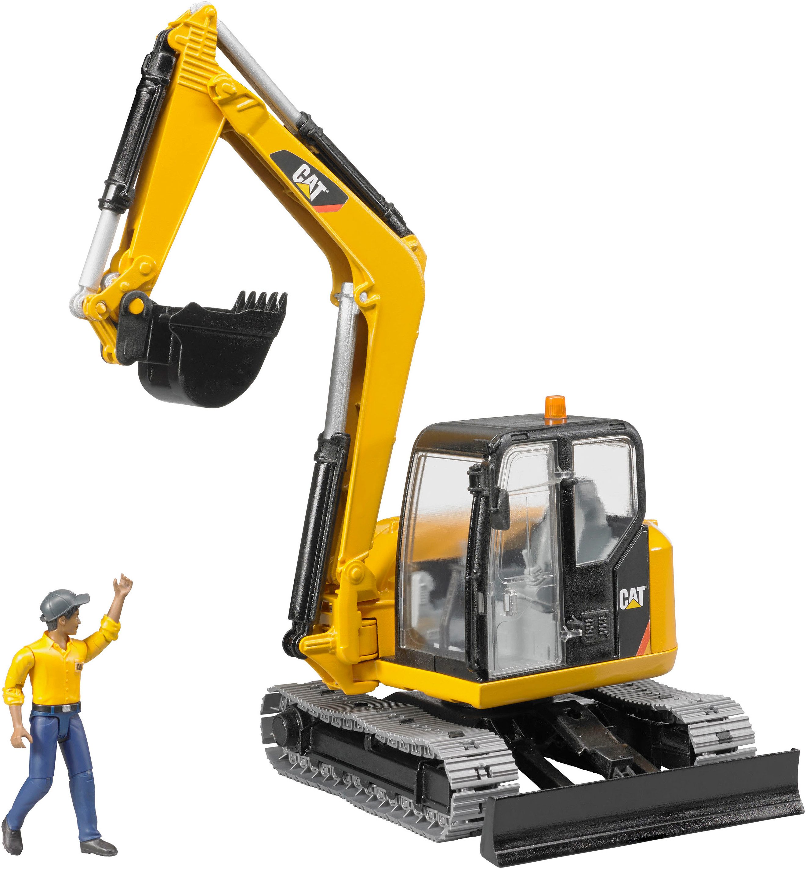 Bruder® Spielzeug-Bagger Cat Minibagger 35 cm mit Bauarbeiter (02466), Made in Europe